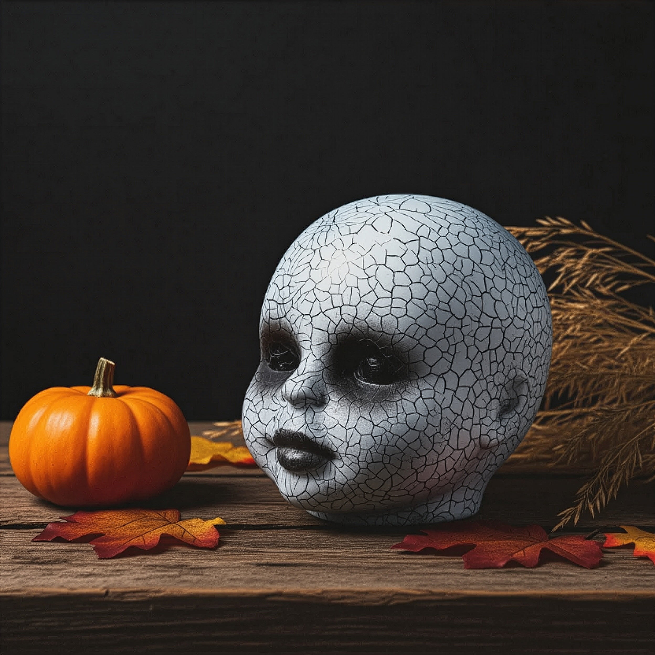 Doll Head Crackled Face 1pc