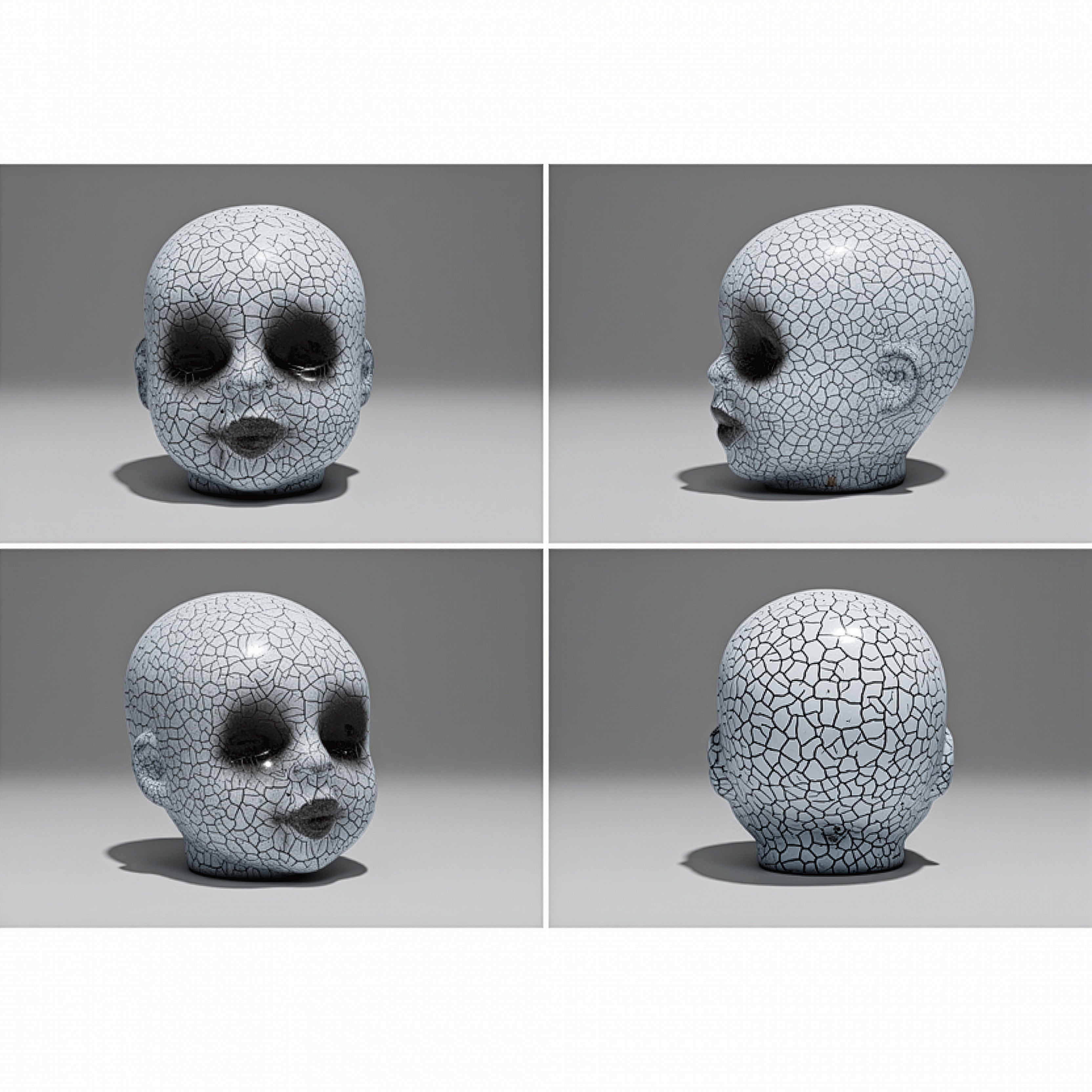 Doll Head Crackled Face 1pc