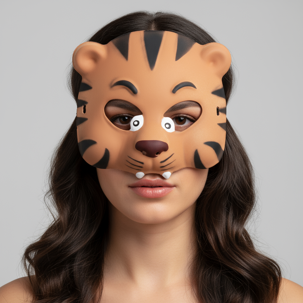 Halloween Spooky Tiger Half Mask Assorted colours 1pc