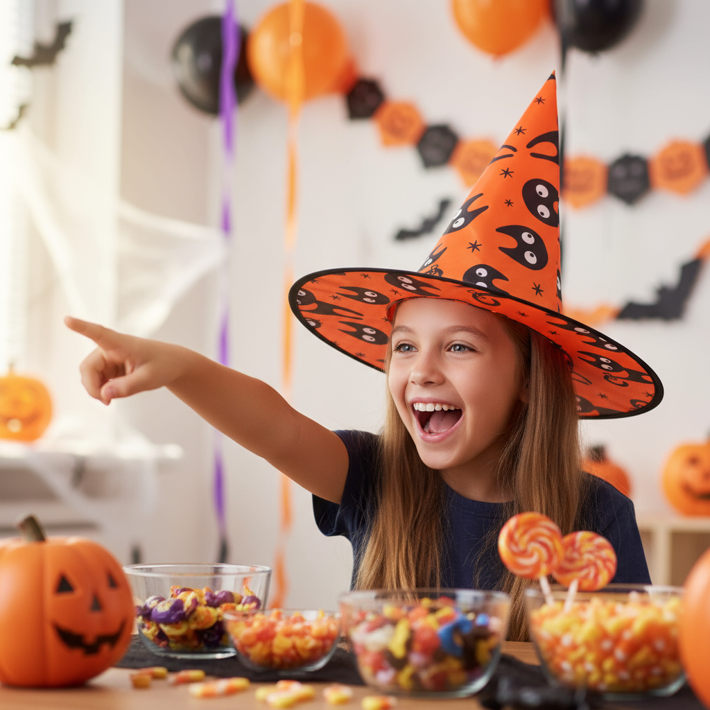 Witch Hat Spooky cat Orange 1pc