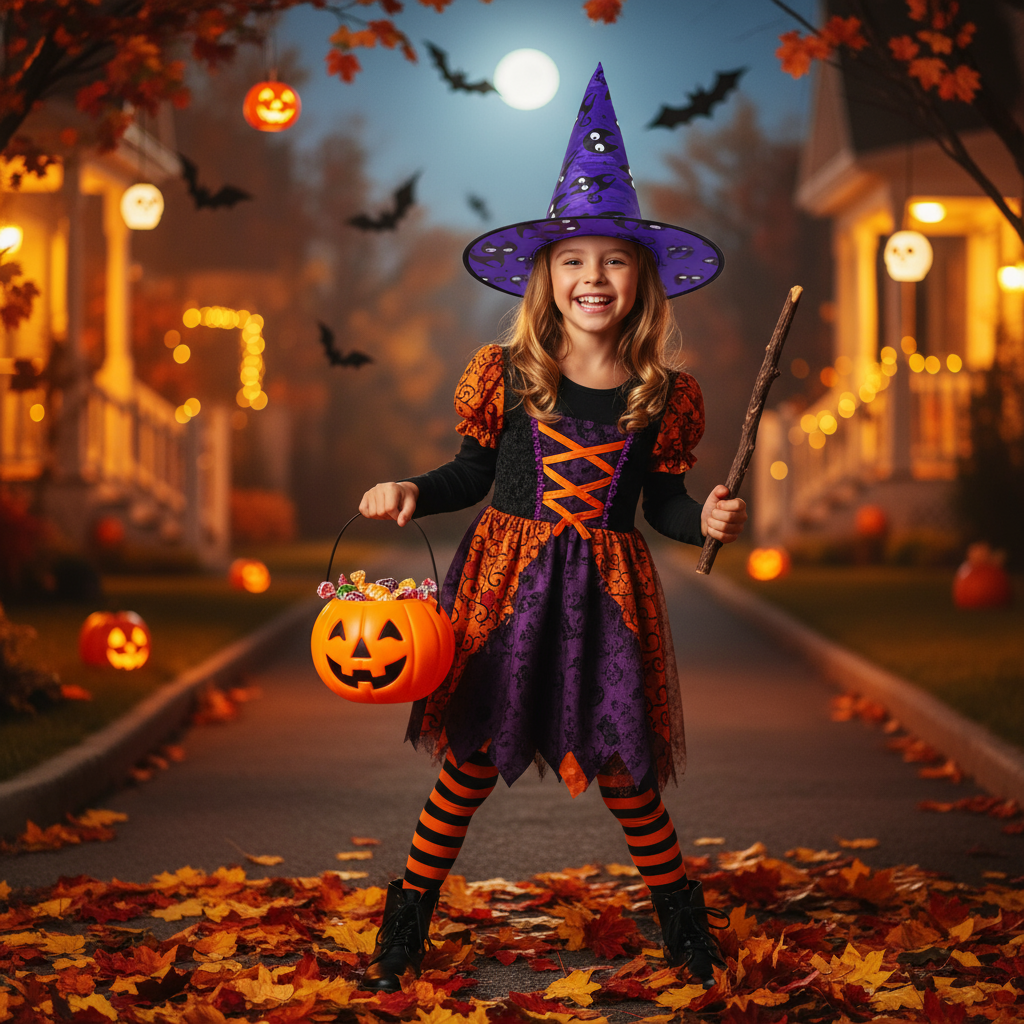 Witch Hat Spooky cat Blue 1pc