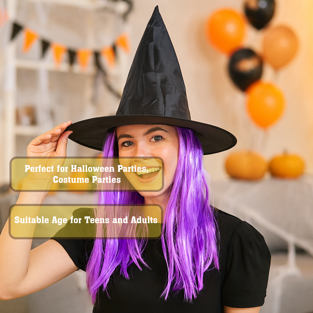 Witch Hat with Hair Purple 1pc