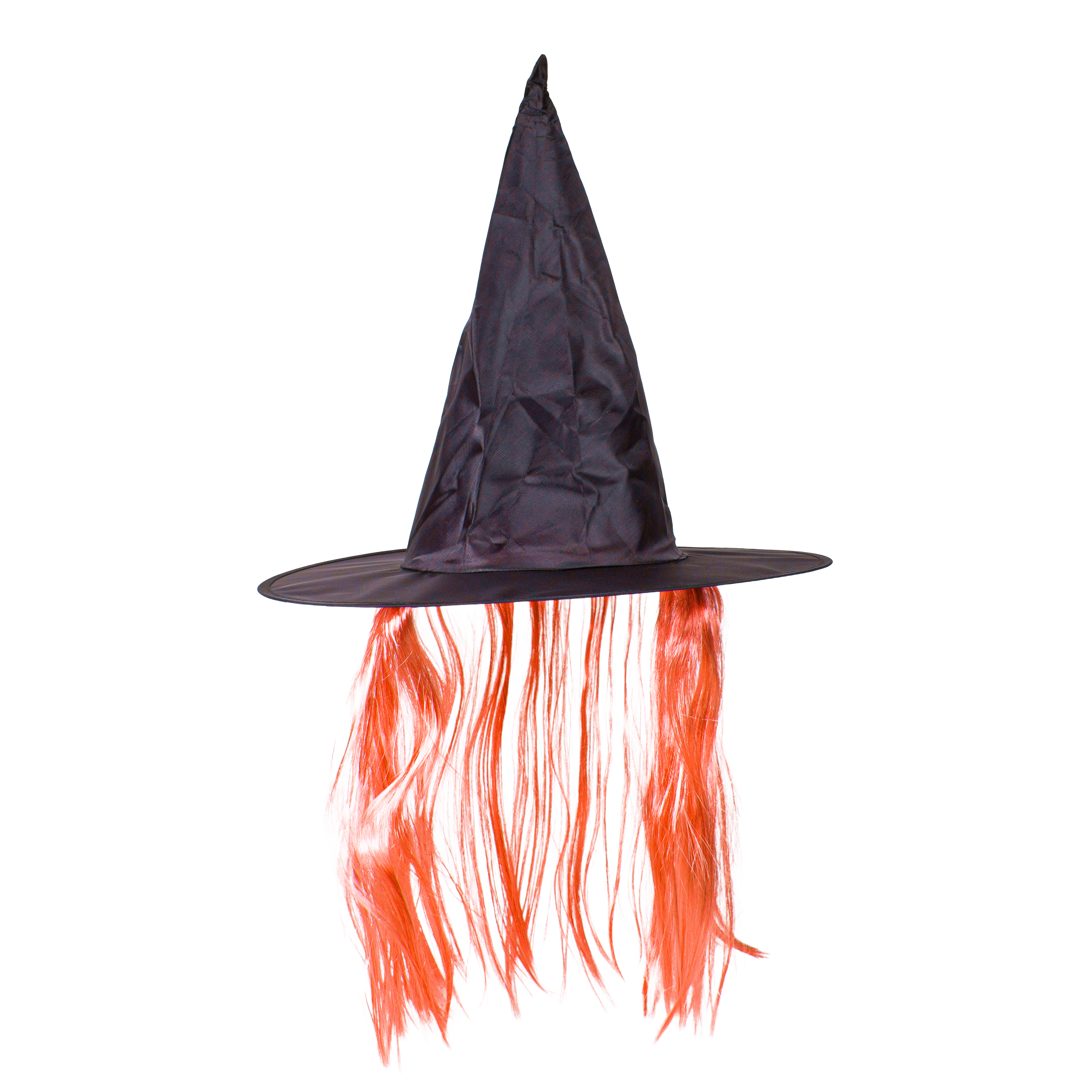 Witch Hat with Hair Orange 1pc