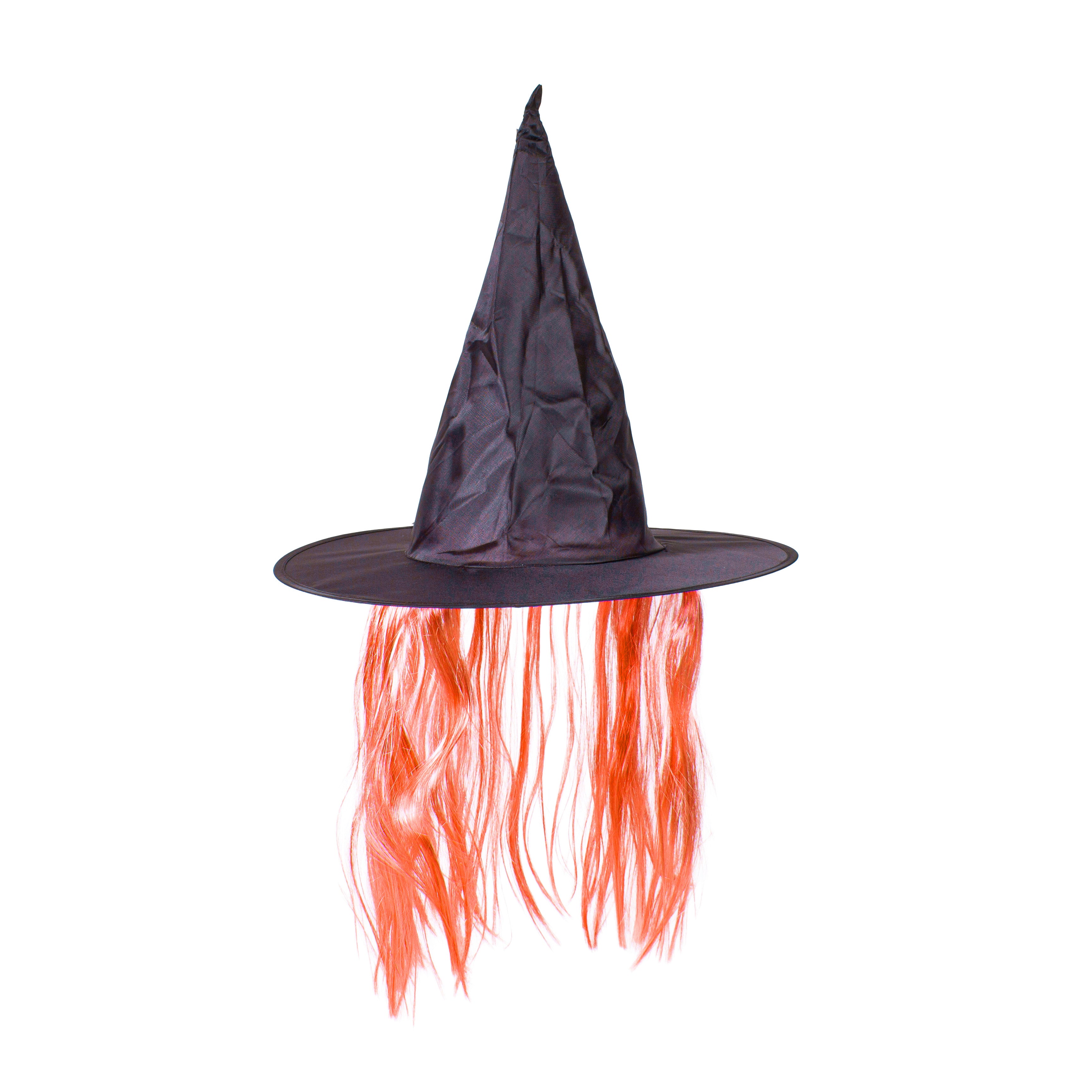 Witch Hat with Hair Orange 1pc