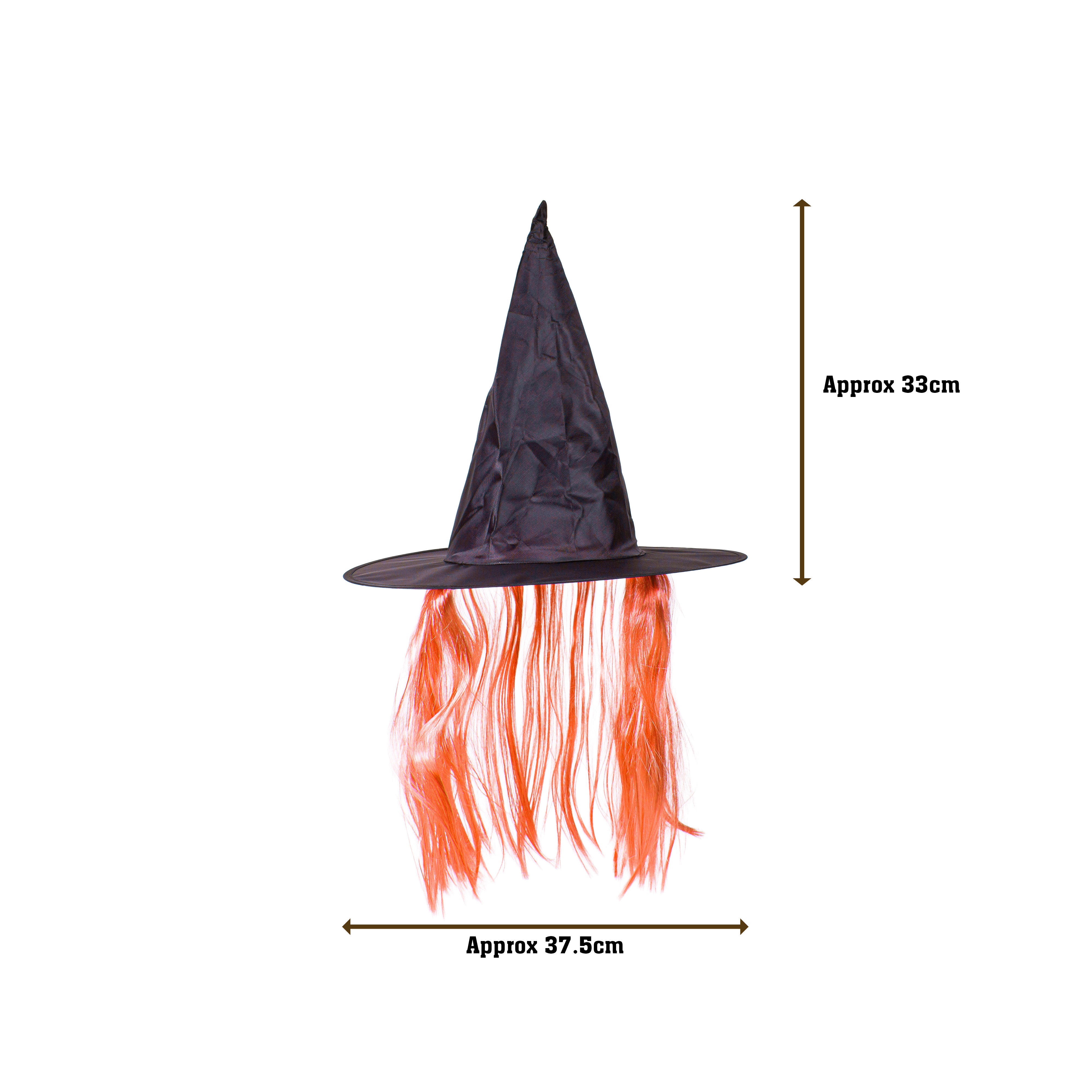 Witch Hat with Hair Orange 1pc