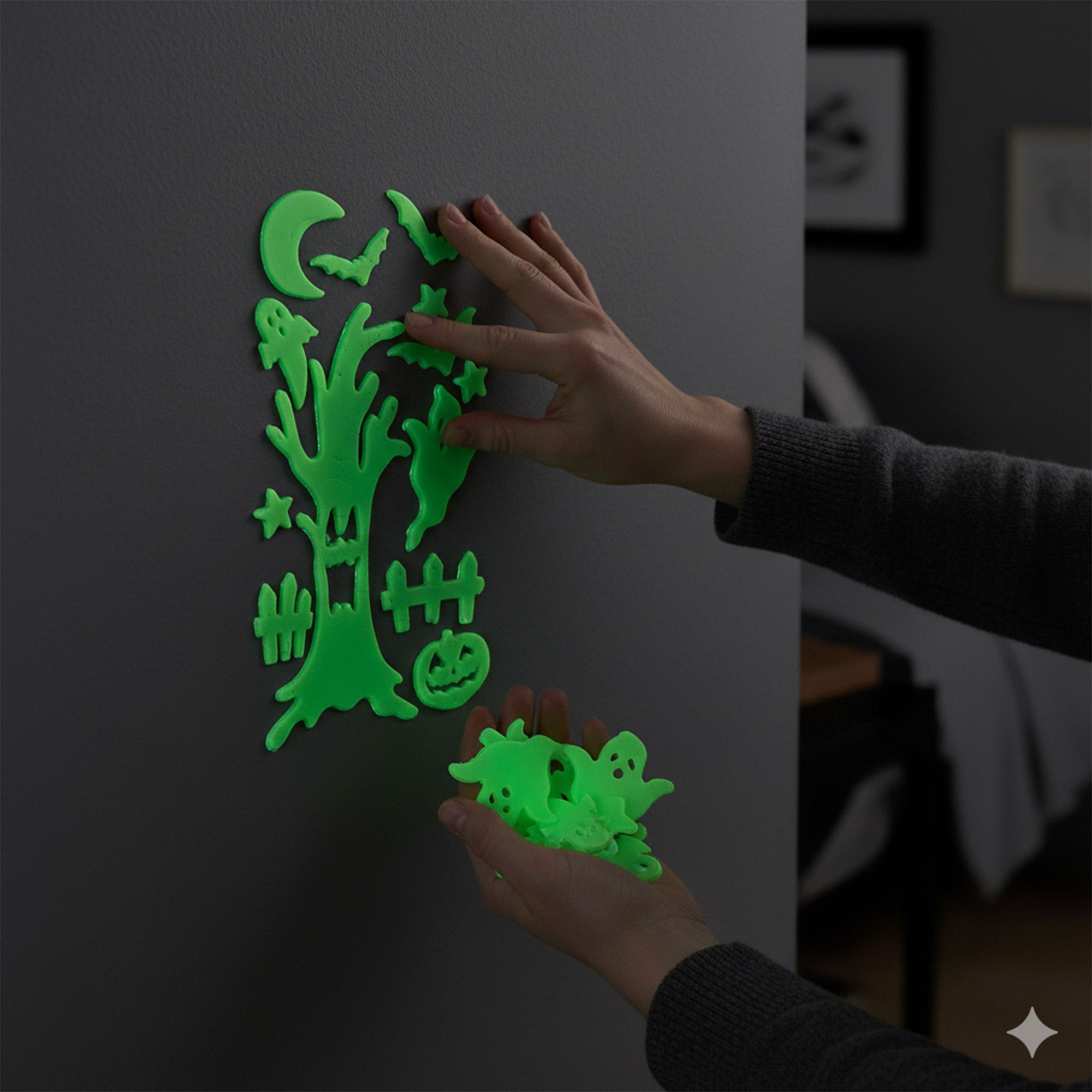 Glow-in-the-dark Gel Cling Scary Night 1pc