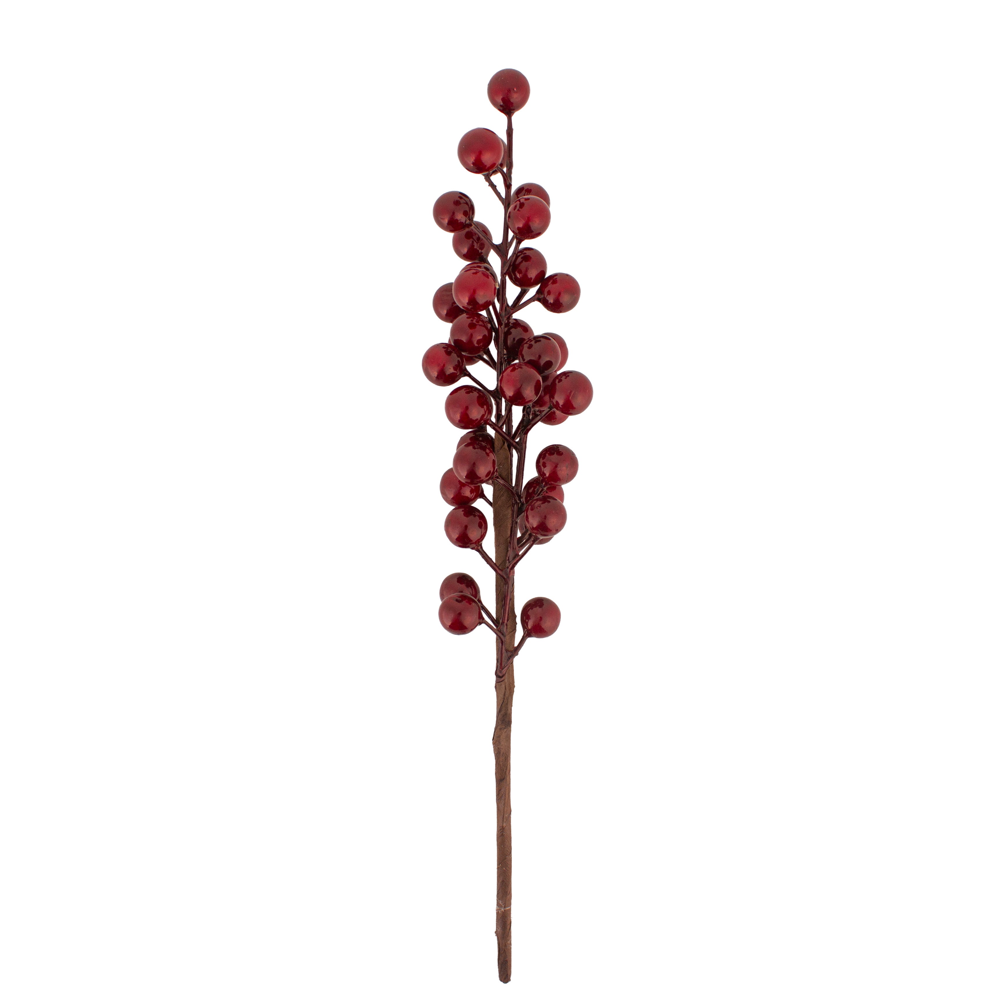 Christmas Decor Glossy Berry Stem Burgundy 30cm 1pc