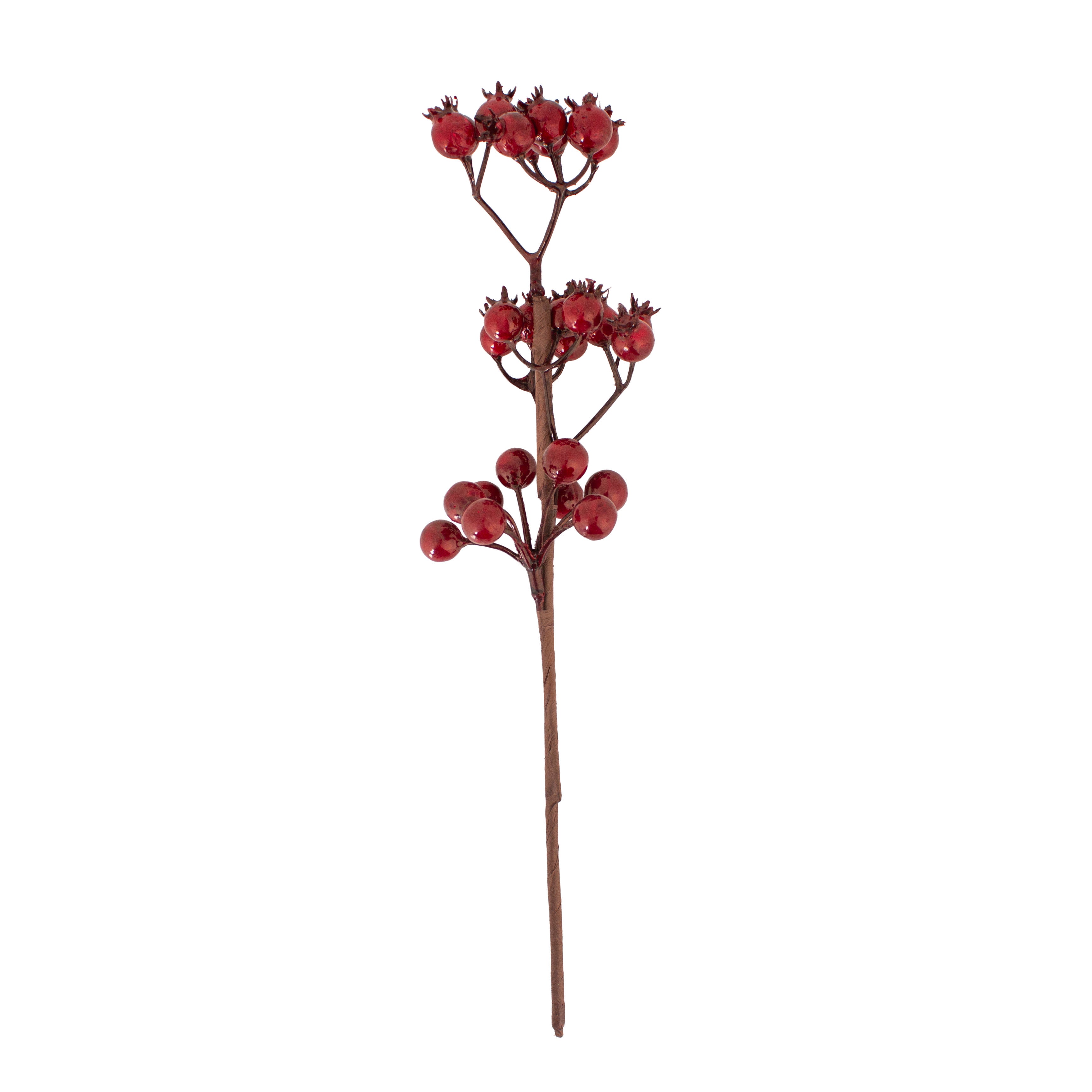 Christmas Decor Glossy Berry Bunch Stem Burgundy 30cm 1pc