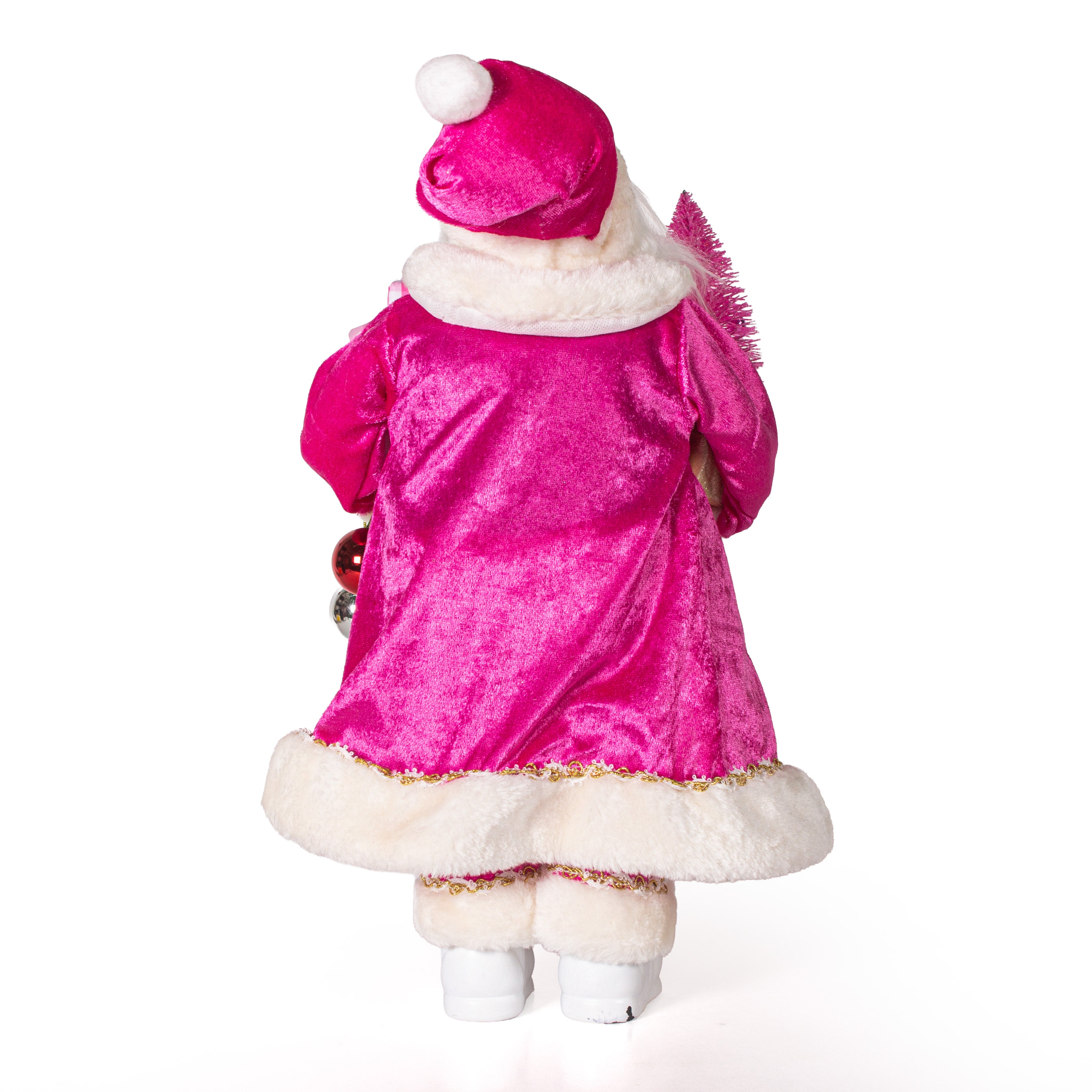 Santa Figurine With Tree Pink 45cm 1pc