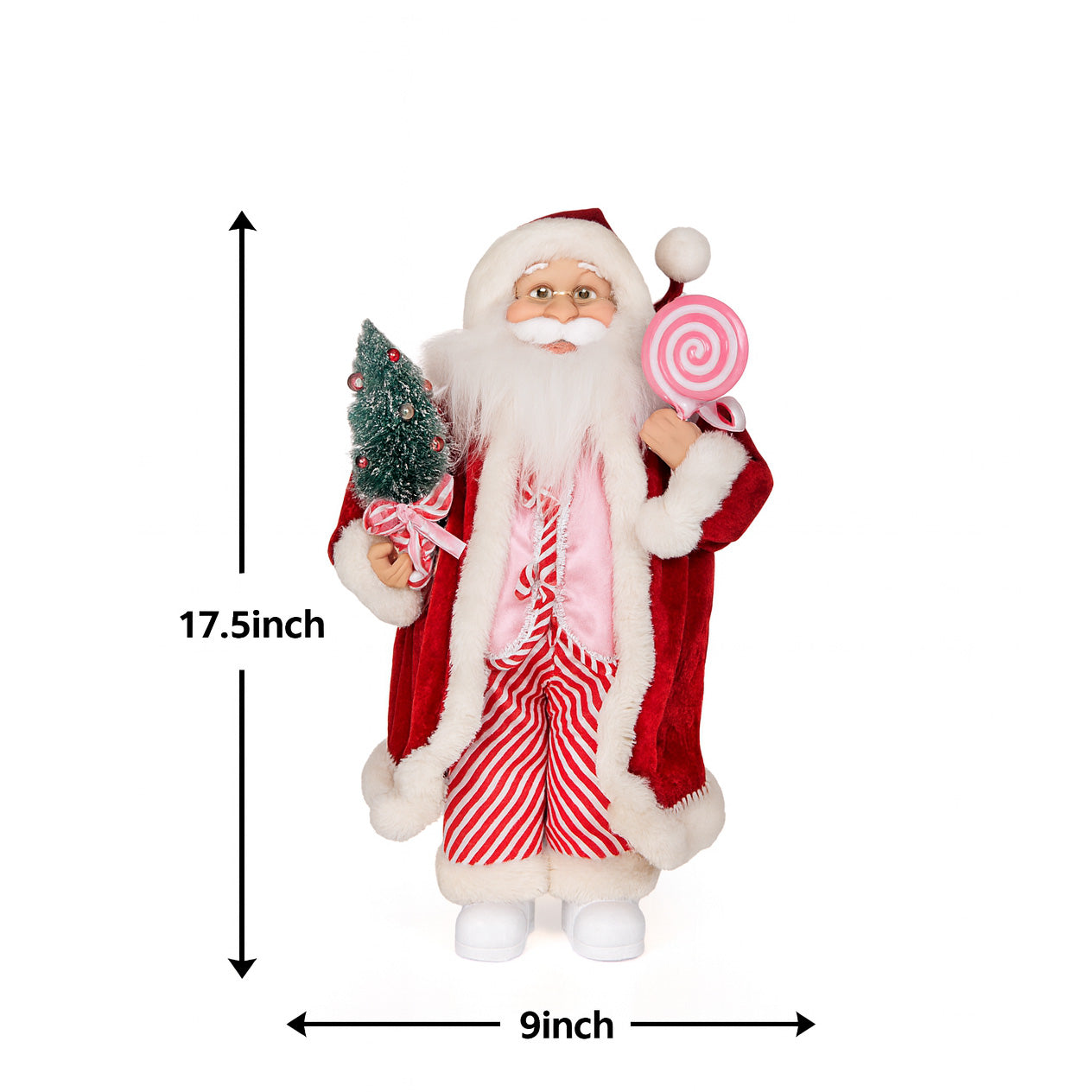 Santa Figurine with Tree Candy Red 45cm 1pc