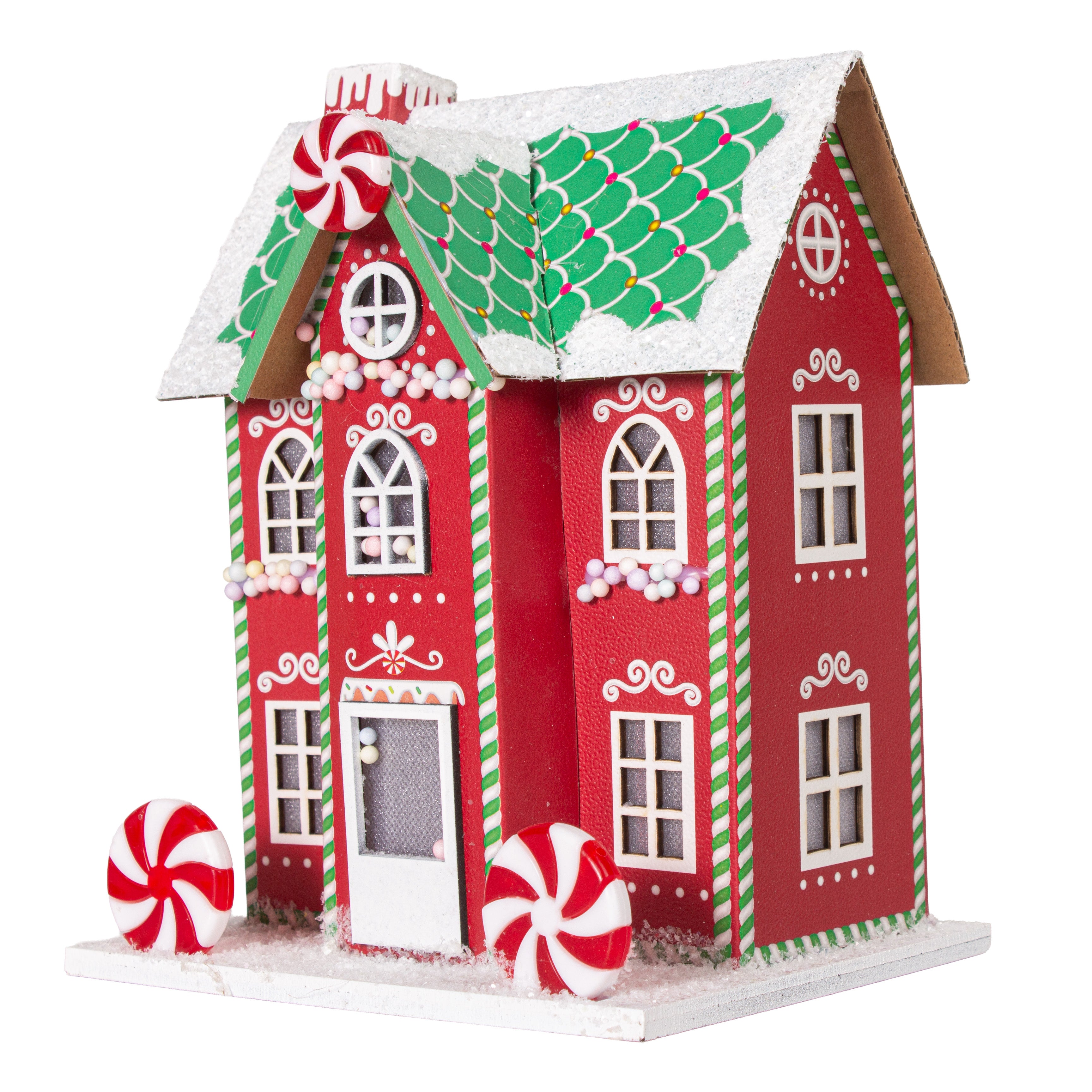 Peppermint Candy House Red 15.5 X 12 X 21cm 1pc