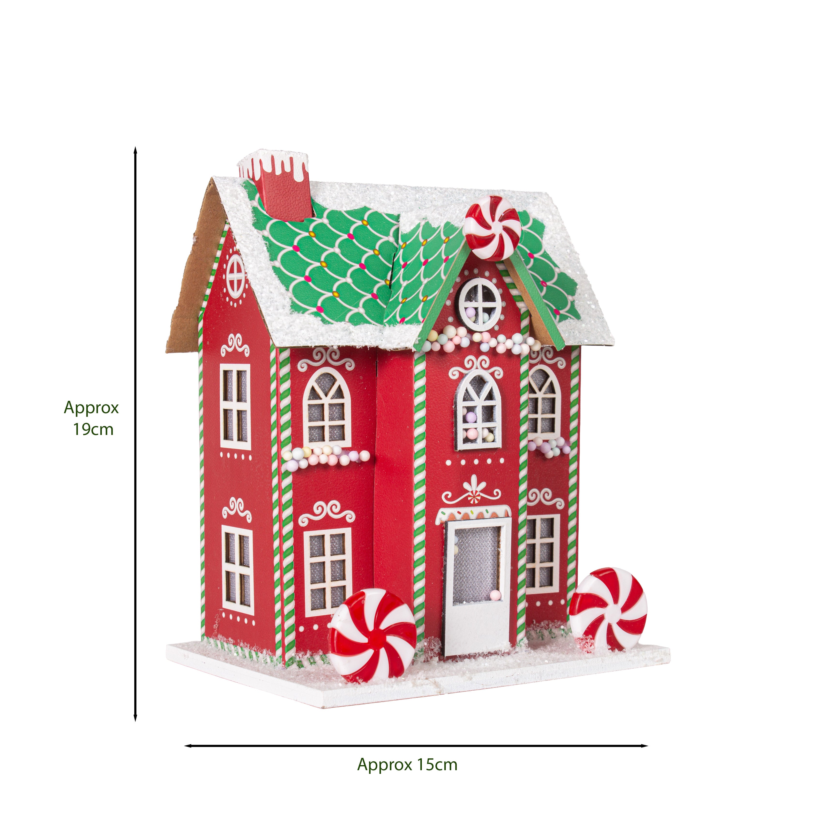 Peppermint Candy House Red 15.5 X 12 X 21cm 1pc