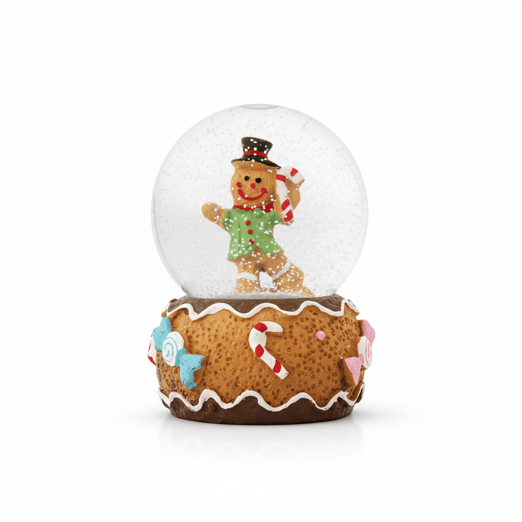 Christmas Decor Water Snow Globe with Base Gingerbread Man 45cm 1pc