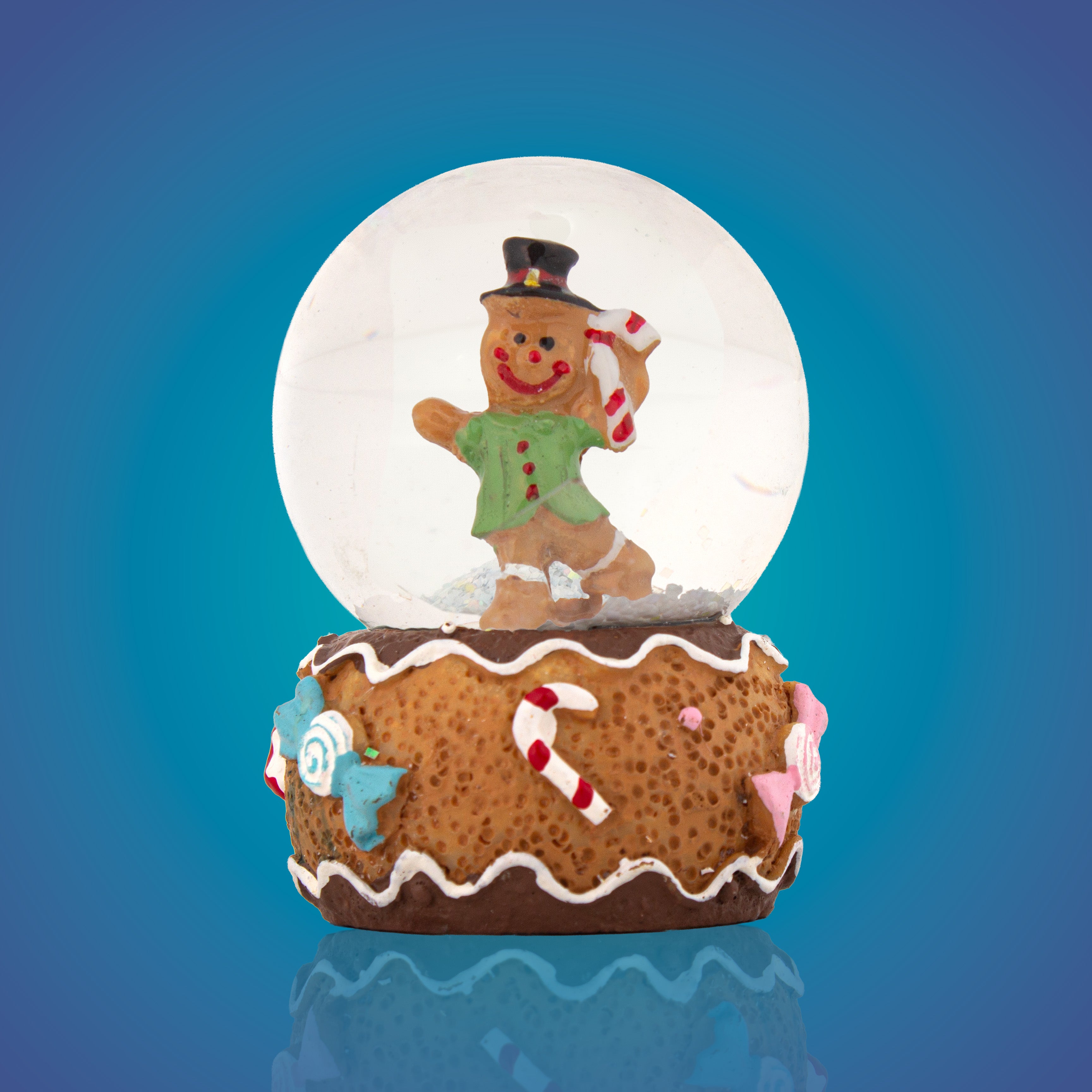 Christmas Decor Water Snow Globe with Base Gingerbread Man 45cm 1pc