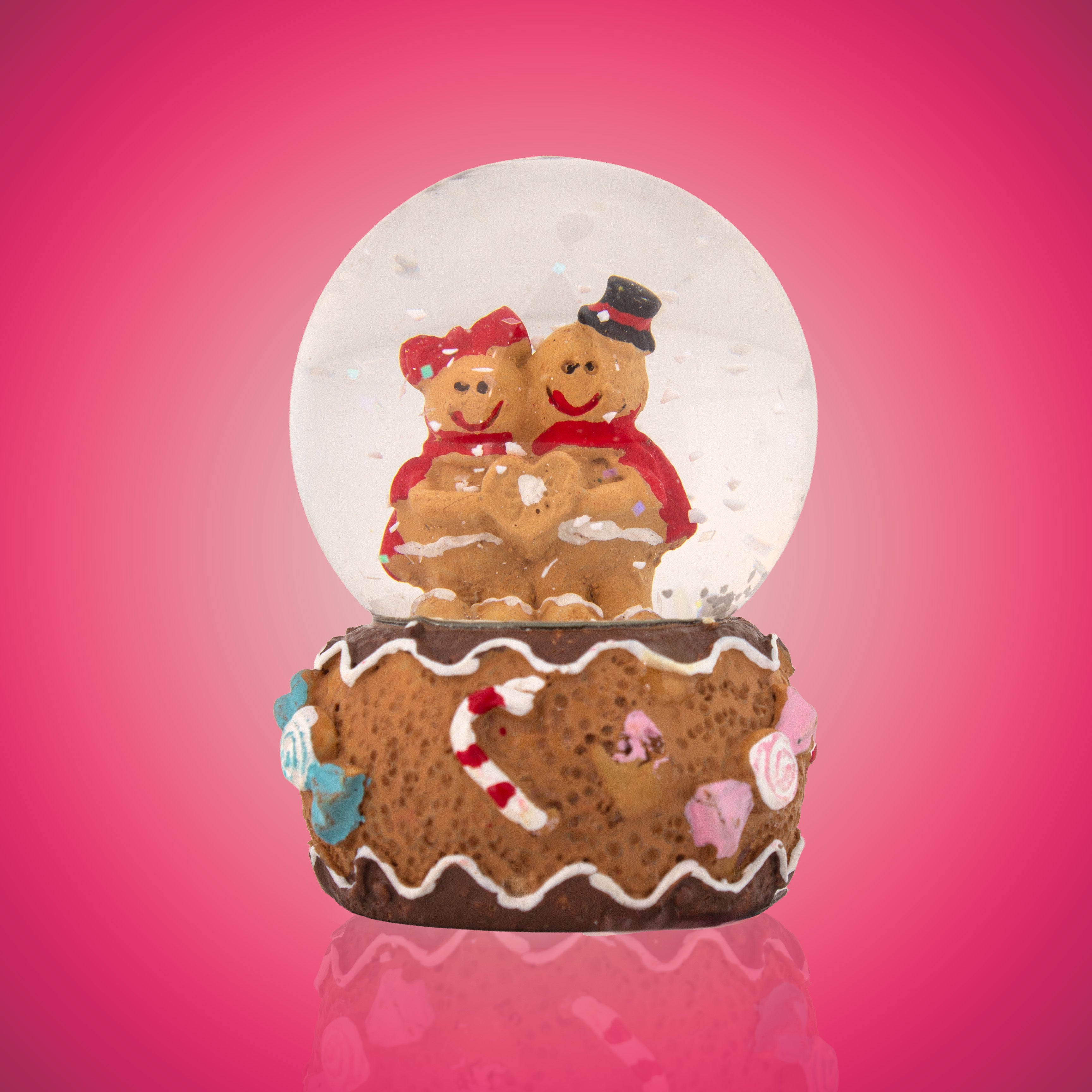 Christmas Decor Water Snow Globe with Base Gingerbread Celebration 45cm 1pc