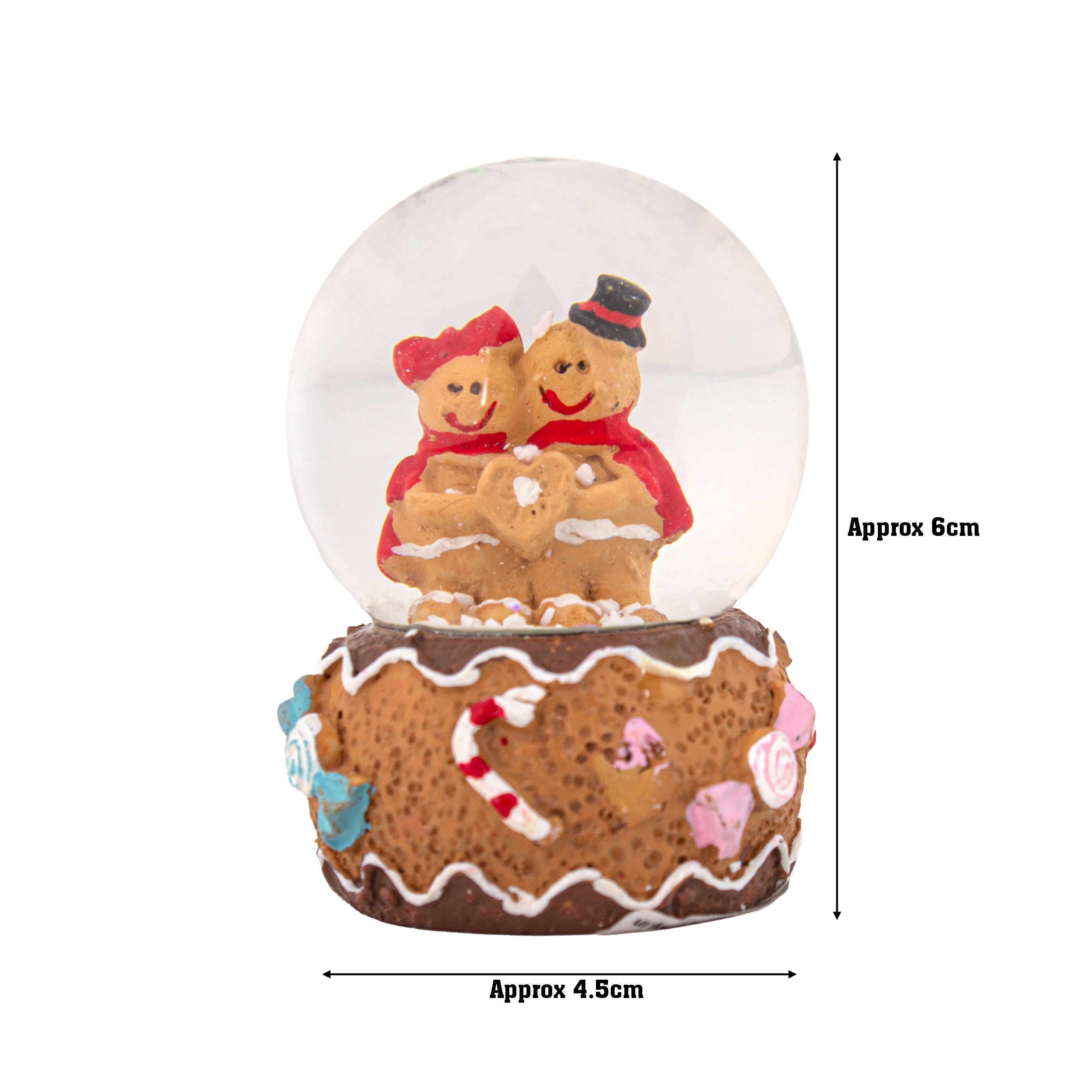 Christmas Decor Water Snow Globe with Base Gingerbread Celebration 45cm 1pc