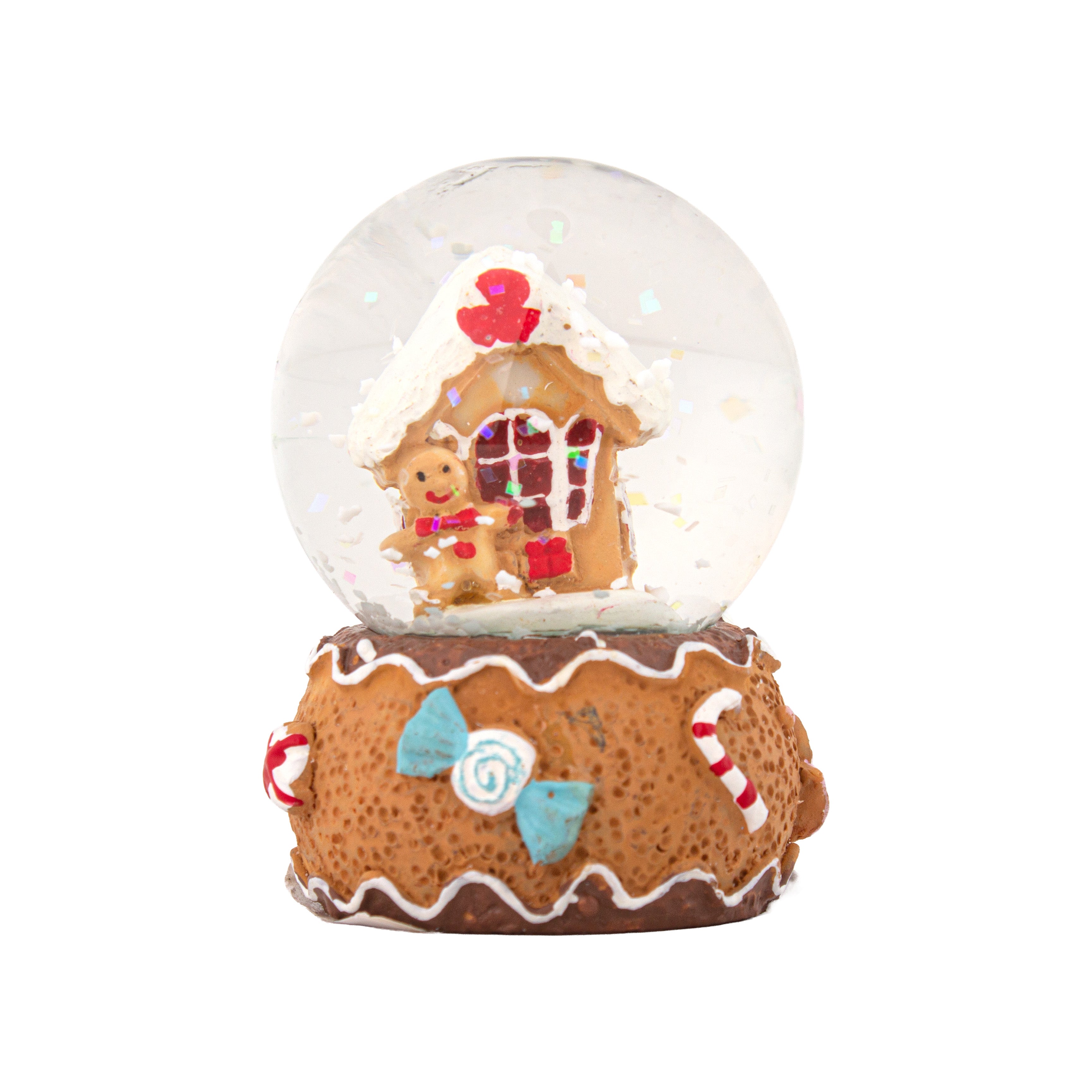 Christmas Decor Water Snow Globe with Base Gingerbread House 45cm 1pc