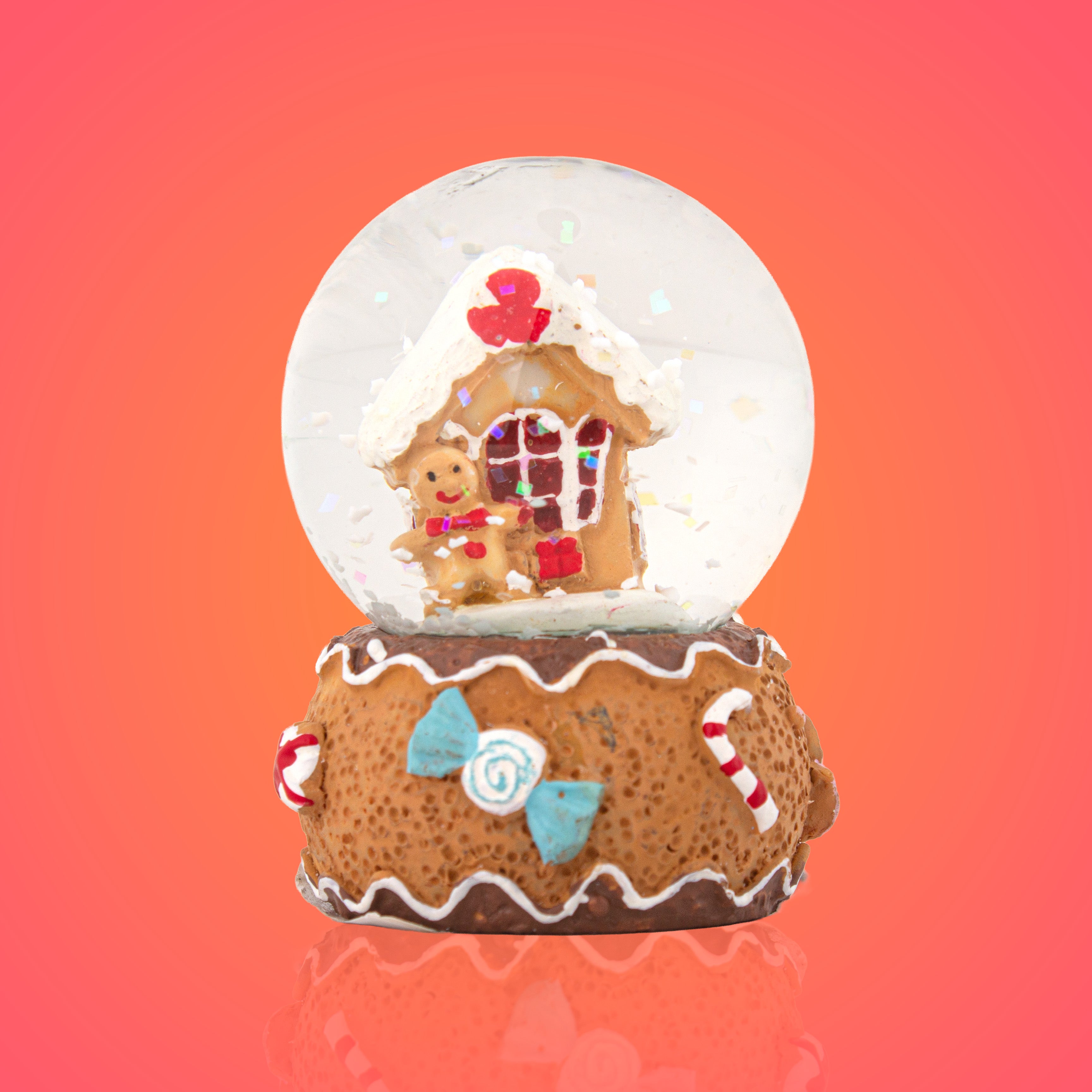 Christmas Decor Water Snow Globe with Base Gingerbread House 45cm 1pc