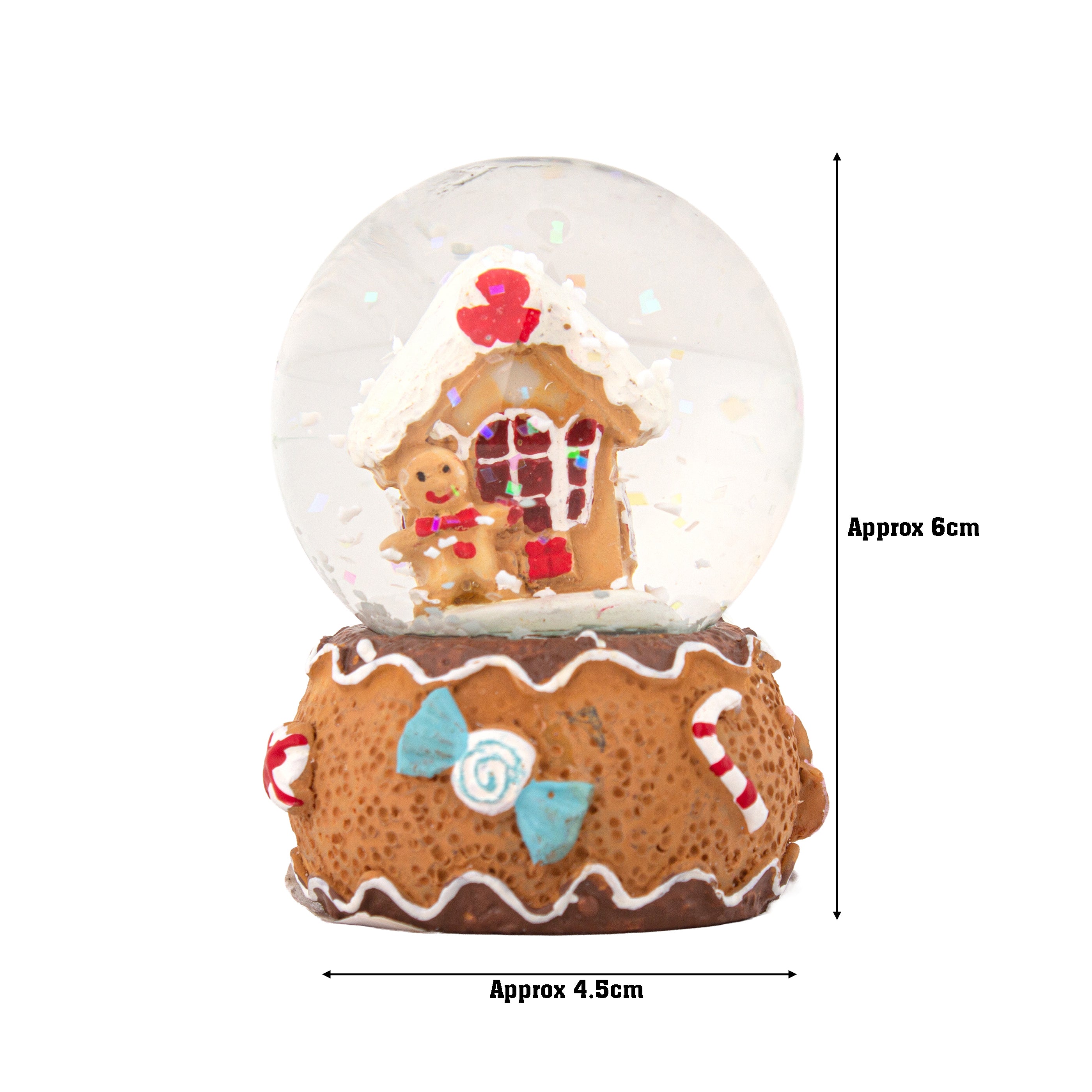 Christmas Decor Water Snow Globe with Base Gingerbread House 45cm 1pc