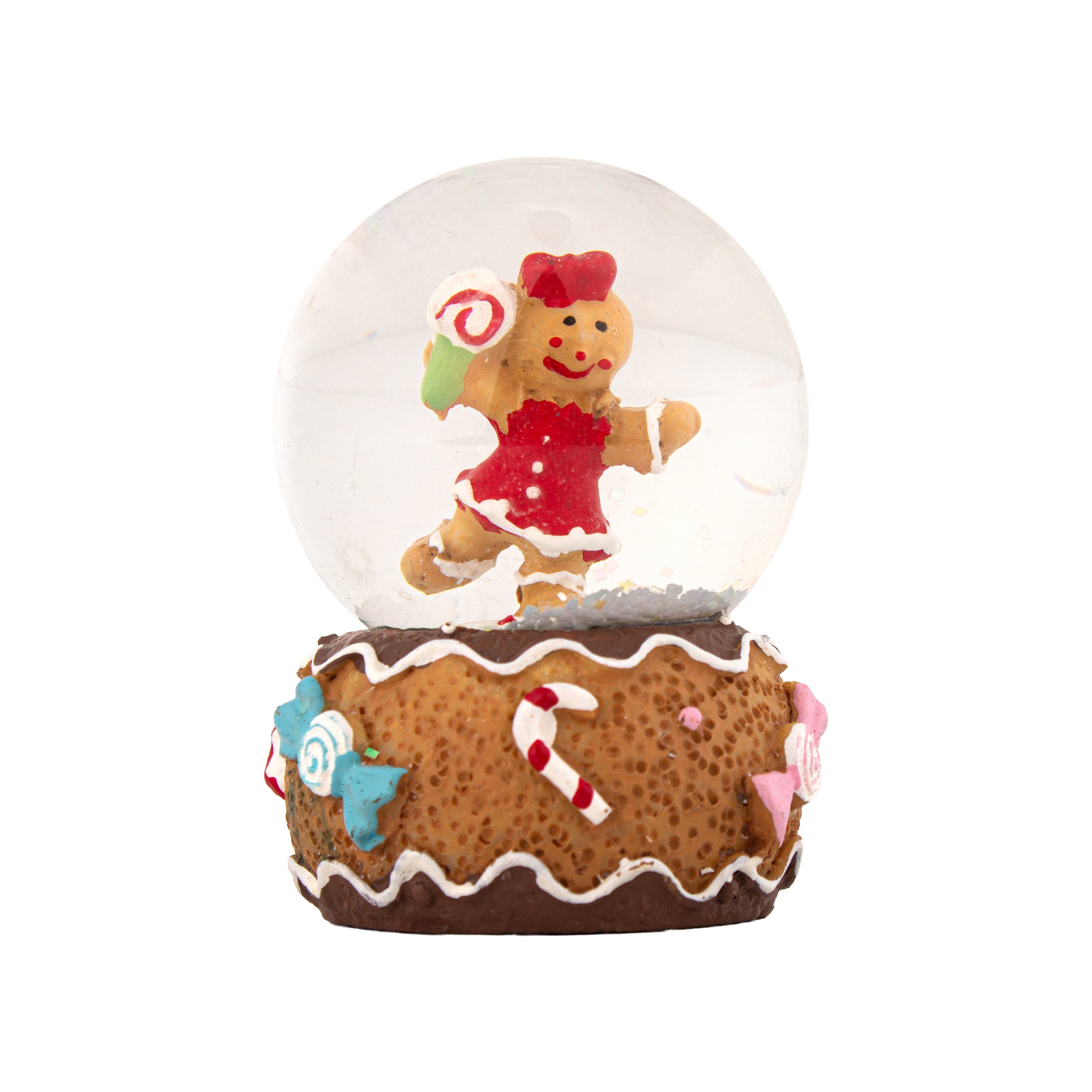 Christmas Decor Water Snow Globe with Base Gingerbread Friends 45cm 1pc