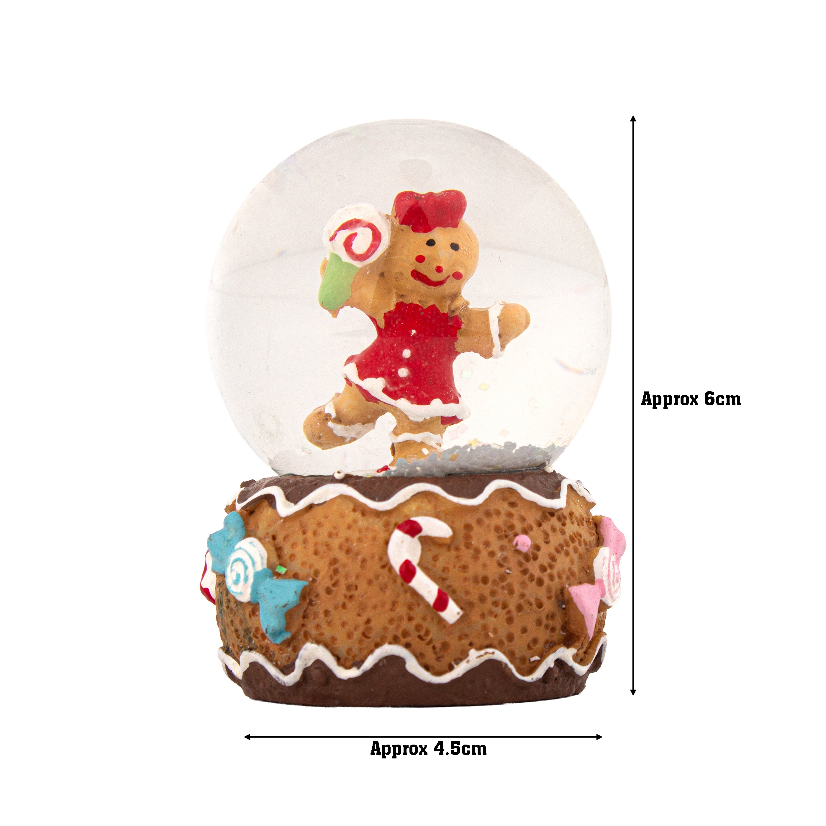 Christmas Decor Water Snow Globe with Base Gingerbread Friends 45cm 1pc