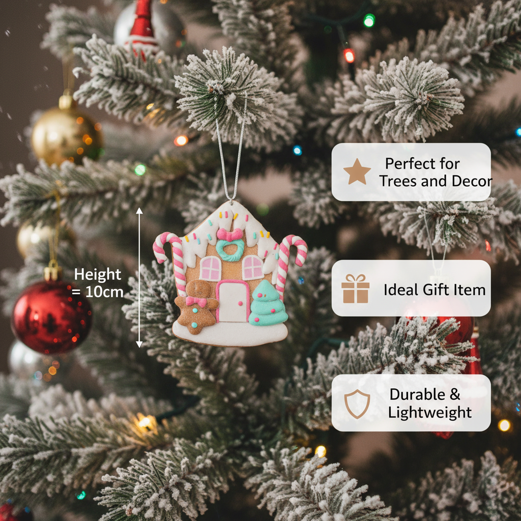 Hanging Gingerbread House Gingerbread & Tree 10cm 1pc