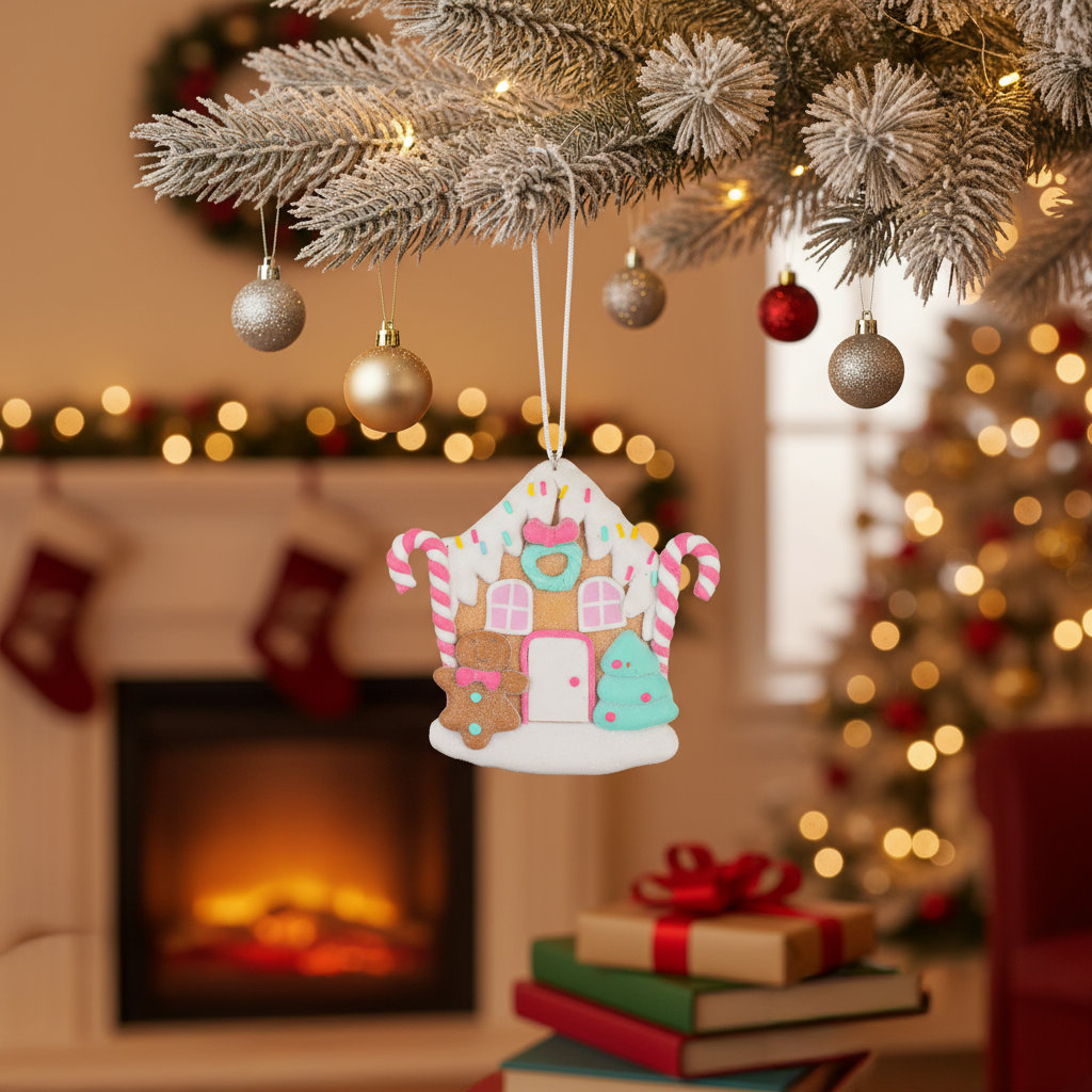 Hanging Gingerbread House Gingerbread & Tree 10cm 1pc