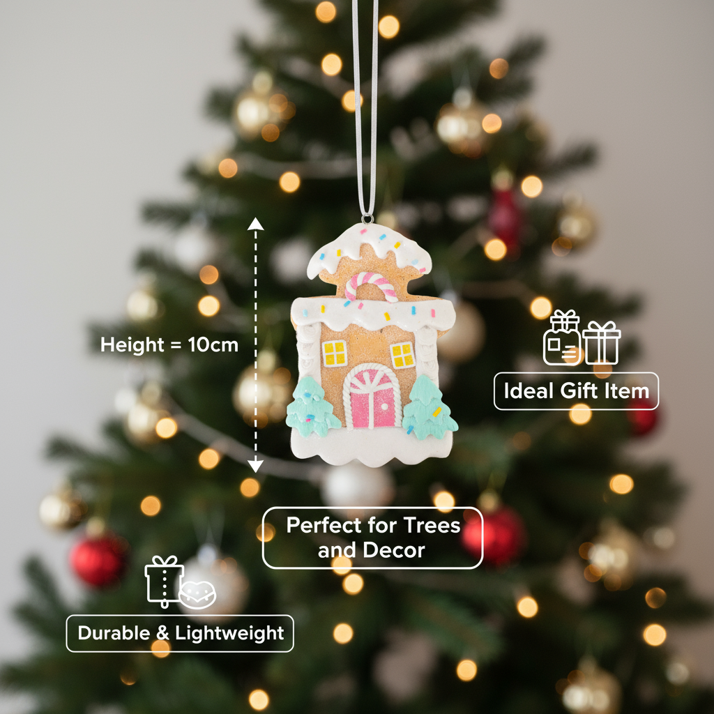 Hanging Gingerbread House Tree 10cm 1pc