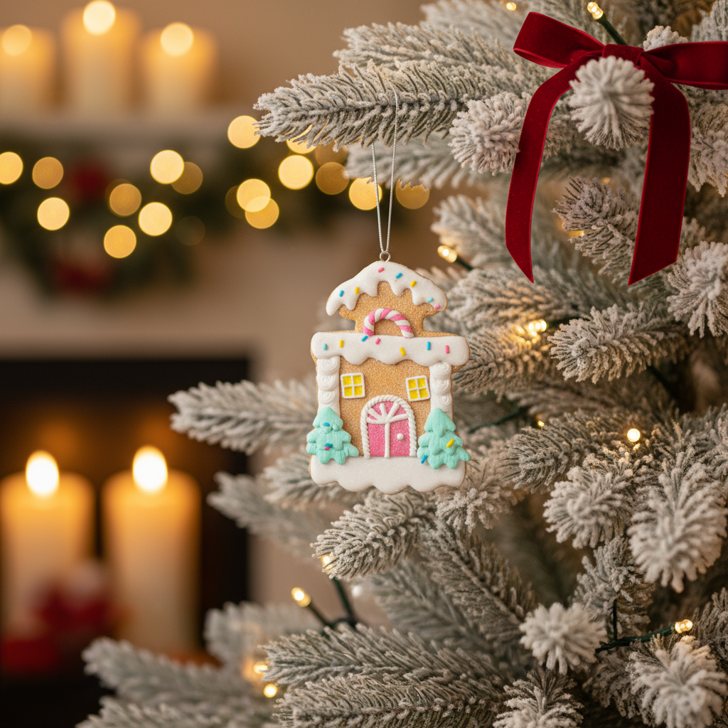 Hanging Gingerbread House Tree 10cm 1pc