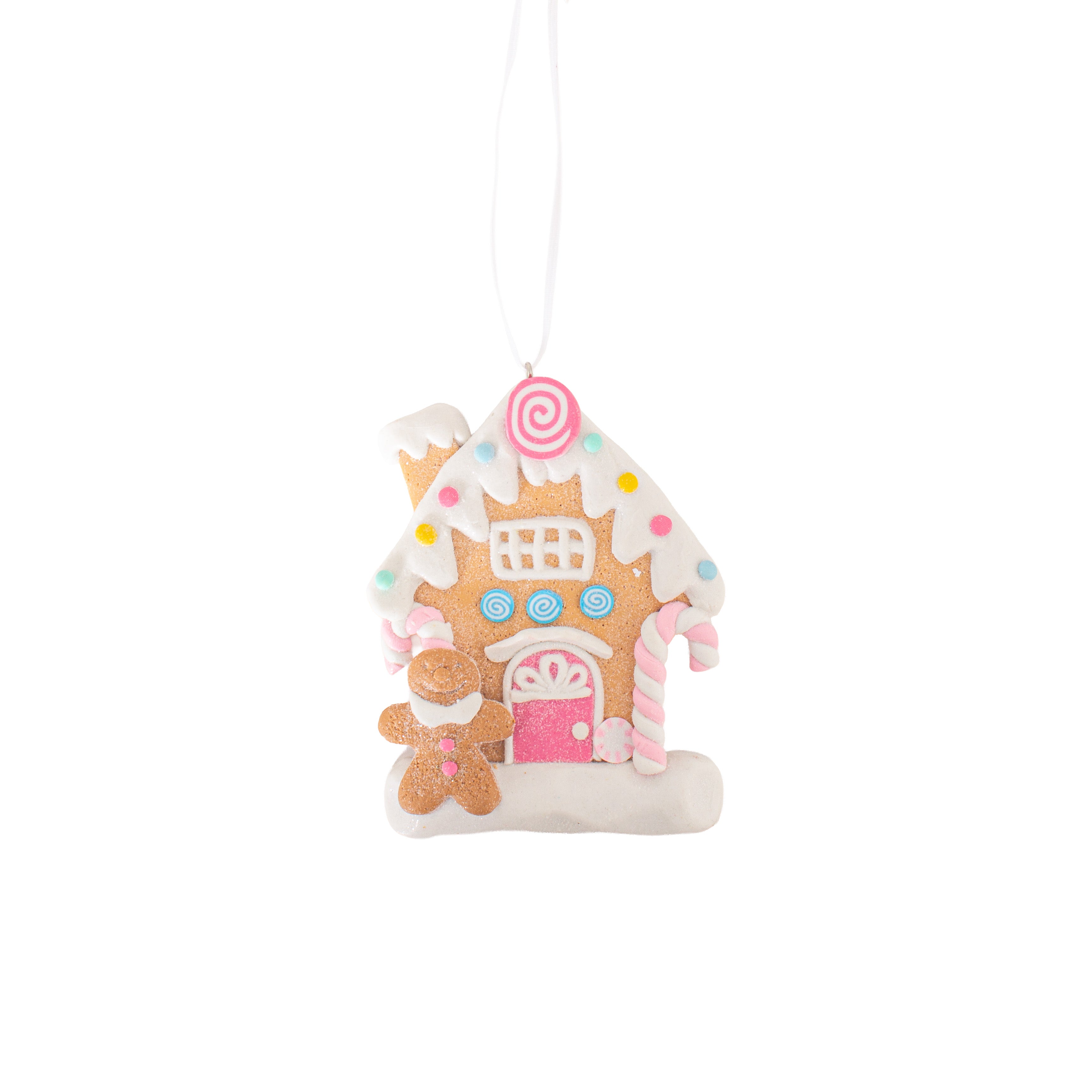 Hanging Gingerbread House Gingerbread & Candy Cane 10cm 1pc