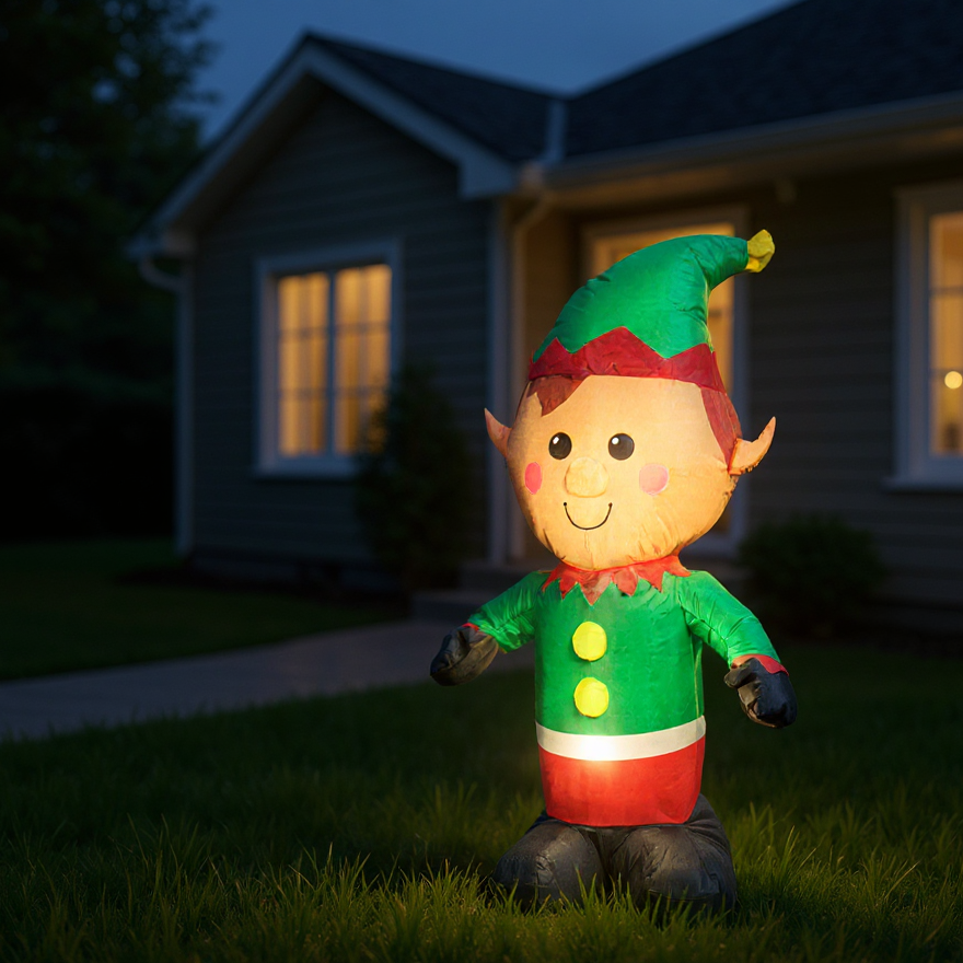 Inflatable Christmas Decoration Electric Air Power Blow Up with Light Elf 120cm 1pc