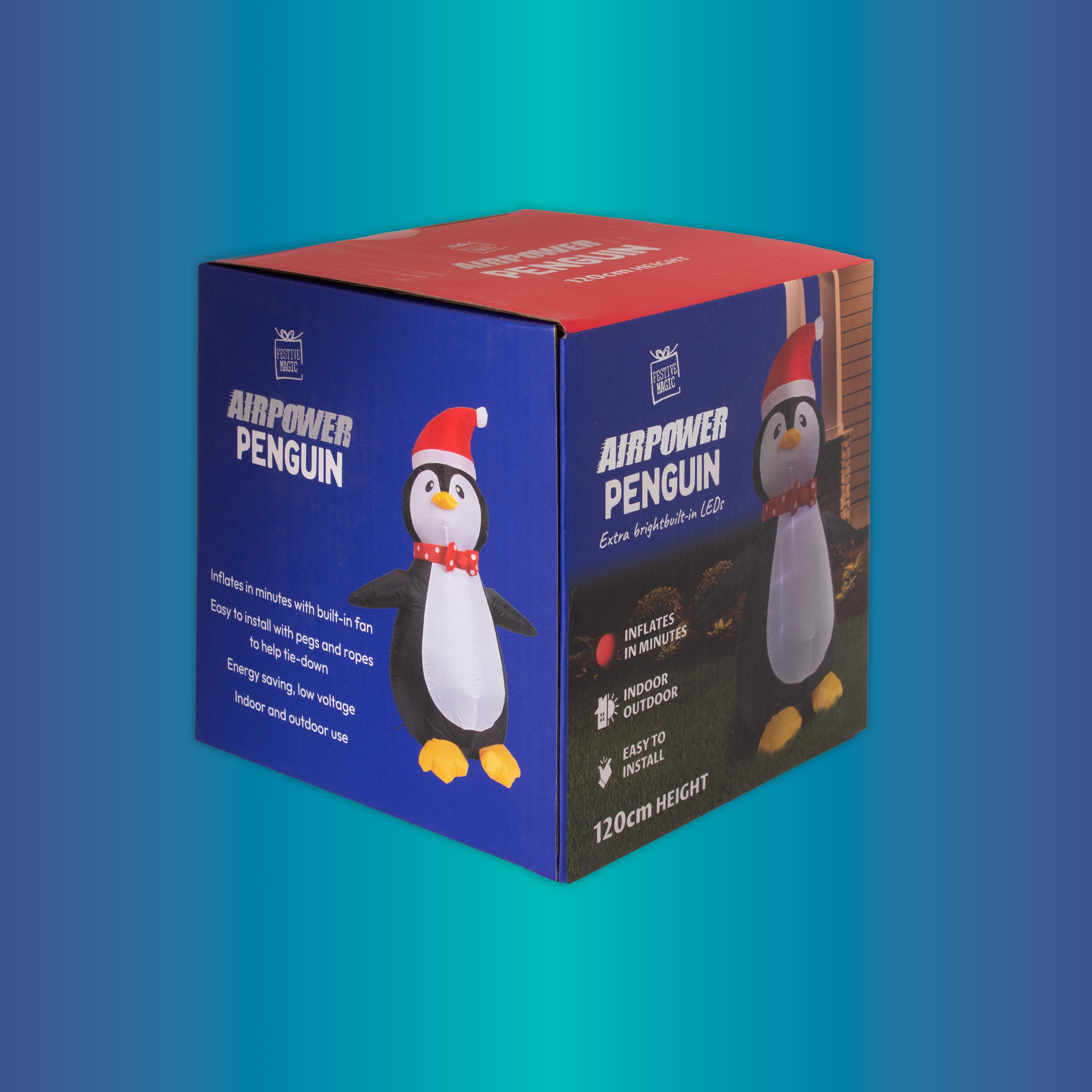 Inflatable Christmas Decoration Electric Air Power Blow Up With Light Penguin 120cm 1pc