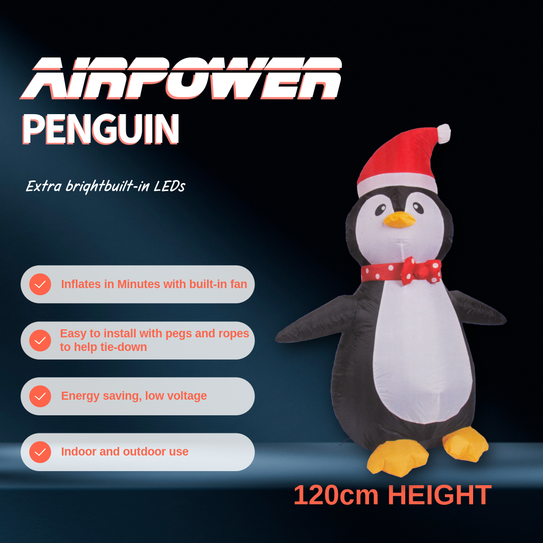 Inflatable Christmas Decoration Electric Air Power Blow Up With Light Penguin 120cm 1pc