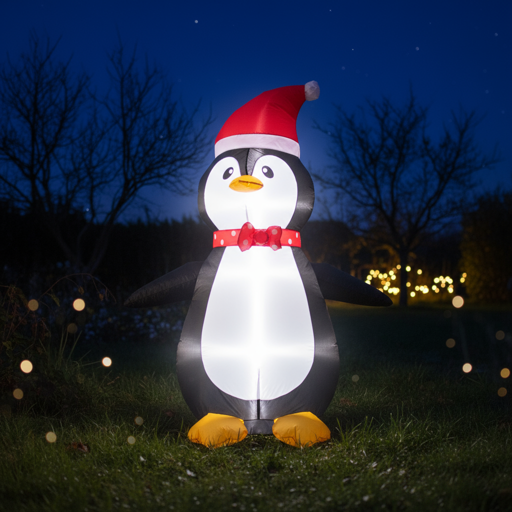 Inflatable Christmas Decoration Electric Air Power Blow Up With Light Penguin 120cm 1pc