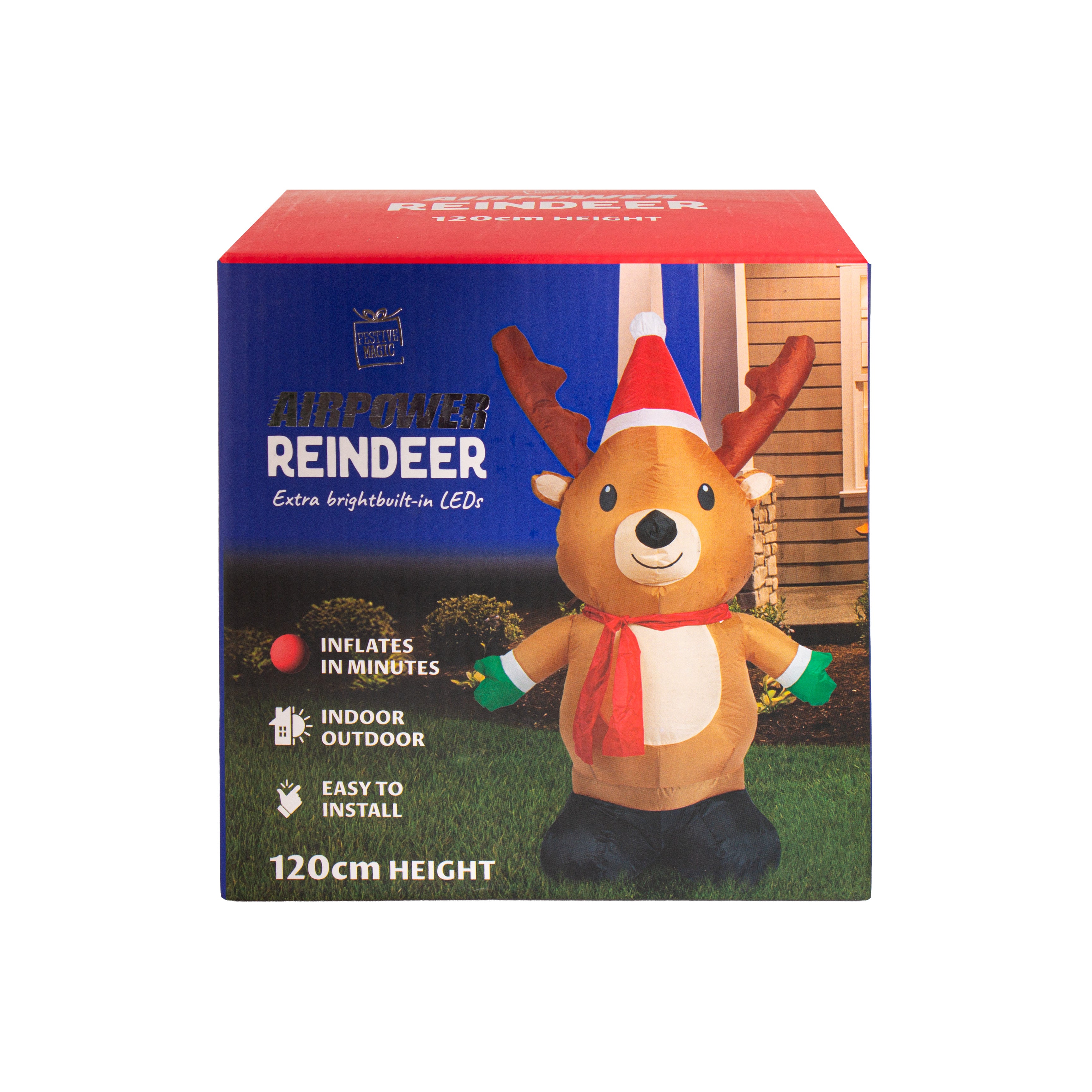 Inflatable Christmas Decoration Electric Air Power Blow Up with Light Reindeer 120cm 1pc