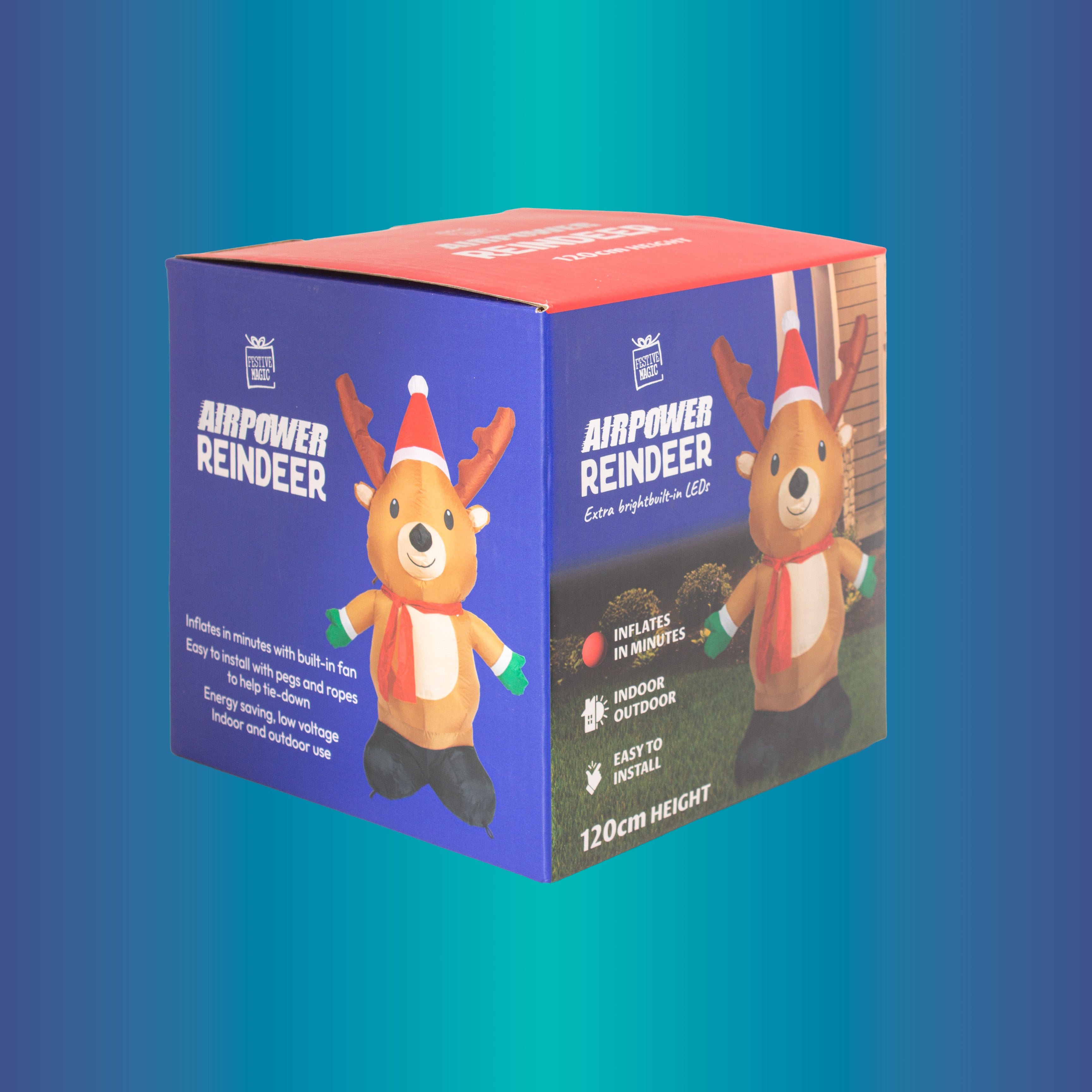 Inflatable Christmas Decoration Electric Air Power Blow Up with Light Reindeer 120cm 1pc