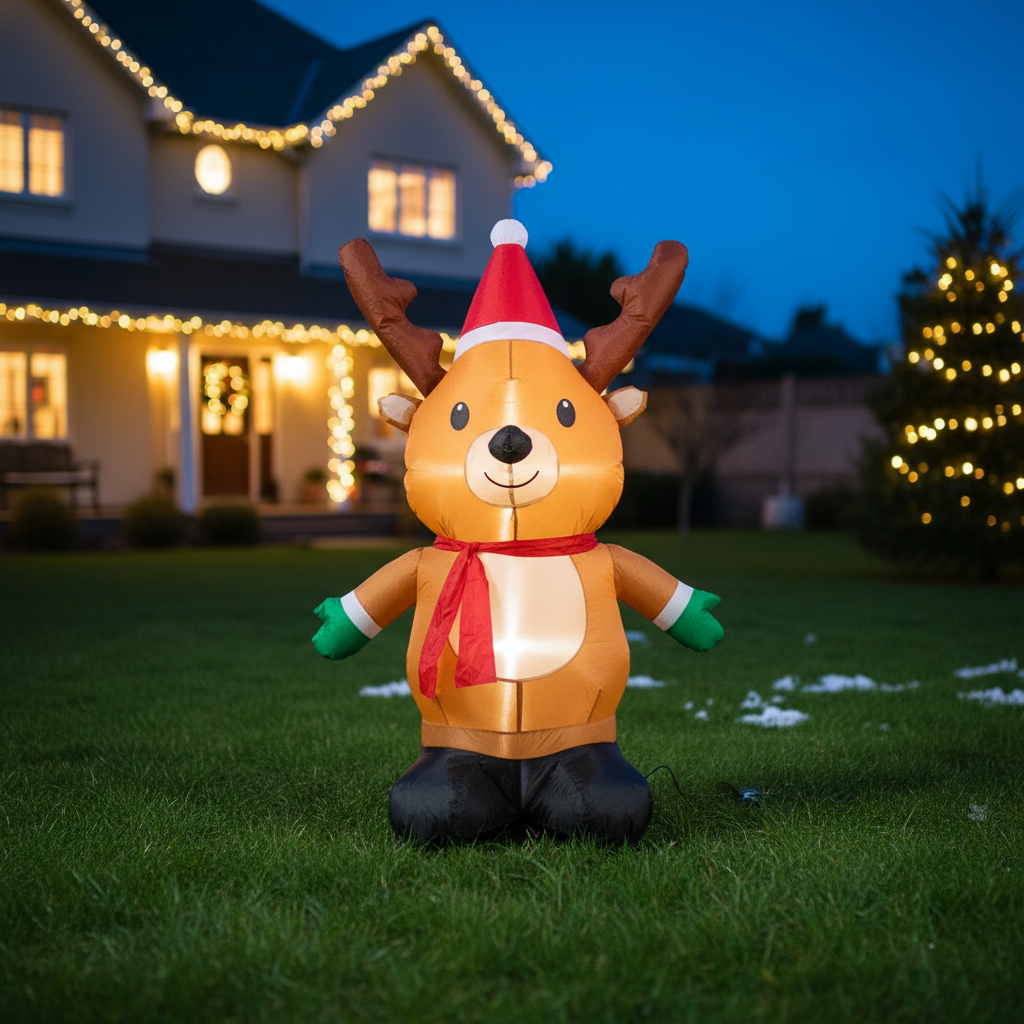 Inflatable Christmas Decoration Electric Air Power Blow Up with Light Reindeer 120cm 1pc