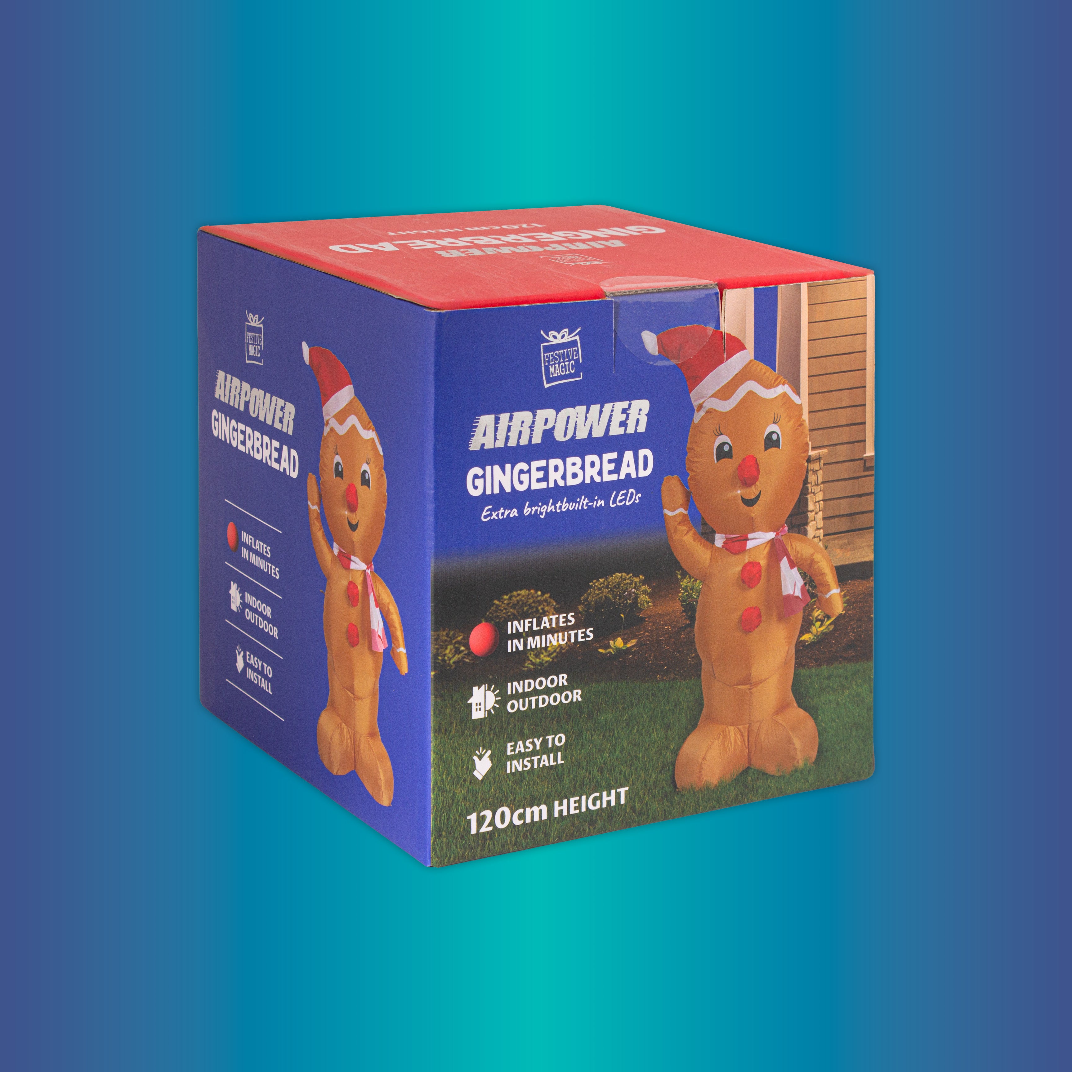 Inflatable Christmas Decoration Electric Air Power Blow Up with Light Gingerbread 120cm 1pc