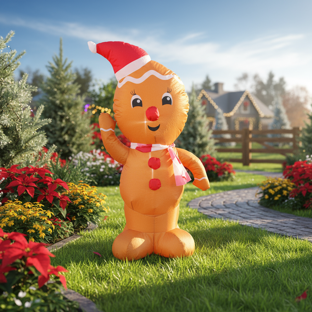 Inflatable Christmas Decoration Electric Air Power Blow Up with Light Gingerbread 120cm 1pc