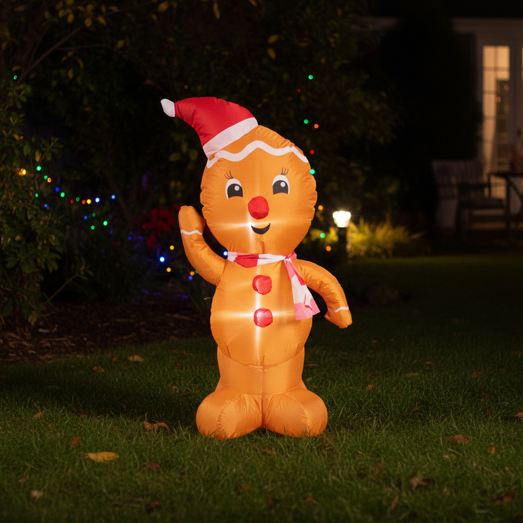 Inflatable Christmas Decoration Electric Air Power Blow Up with Light Gingerbread 120cm 1pc