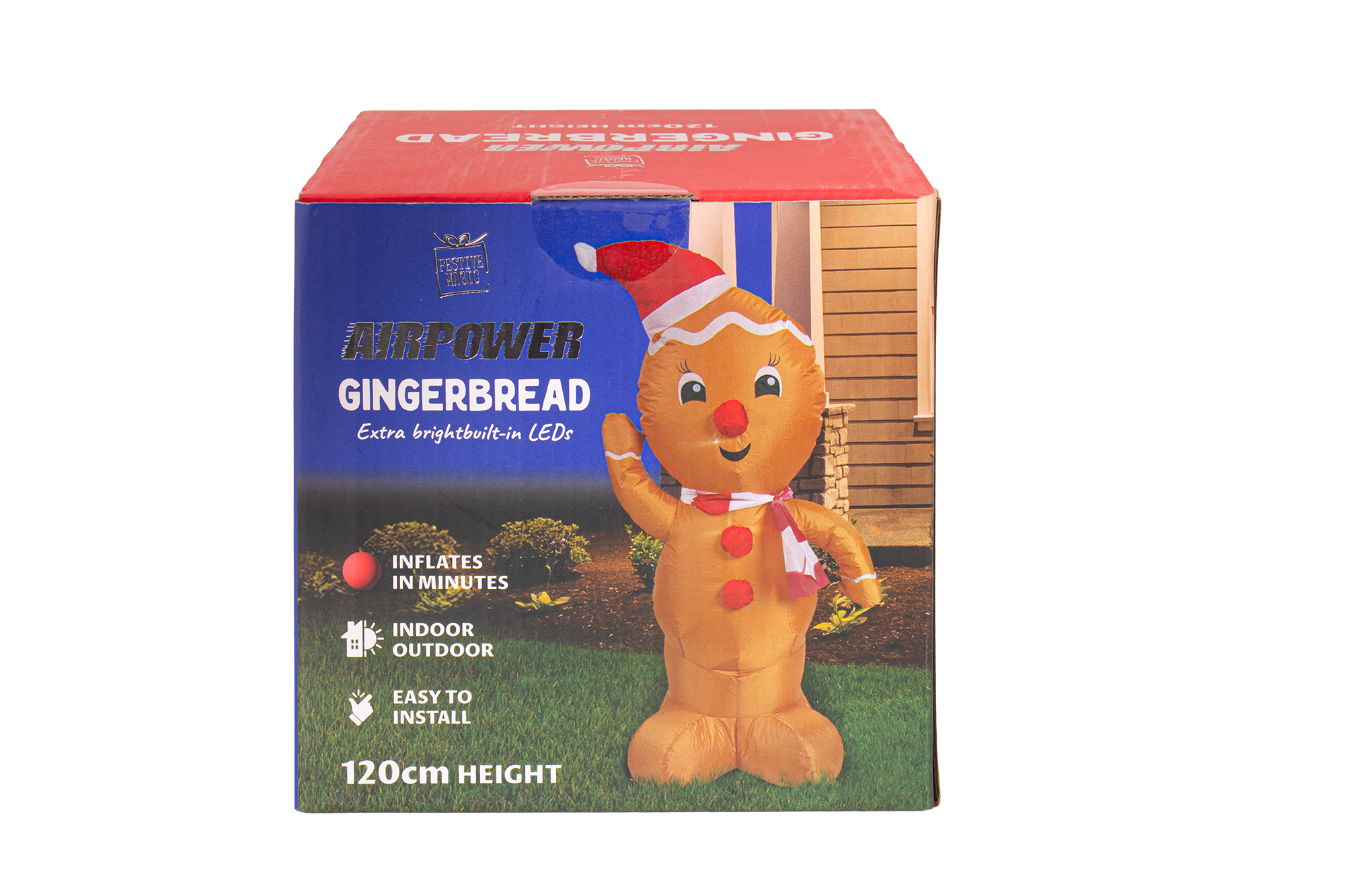 Inflatable Christmas Decoration Electric Air Power Blow Up with Light Gingerbread 120cm 1pc