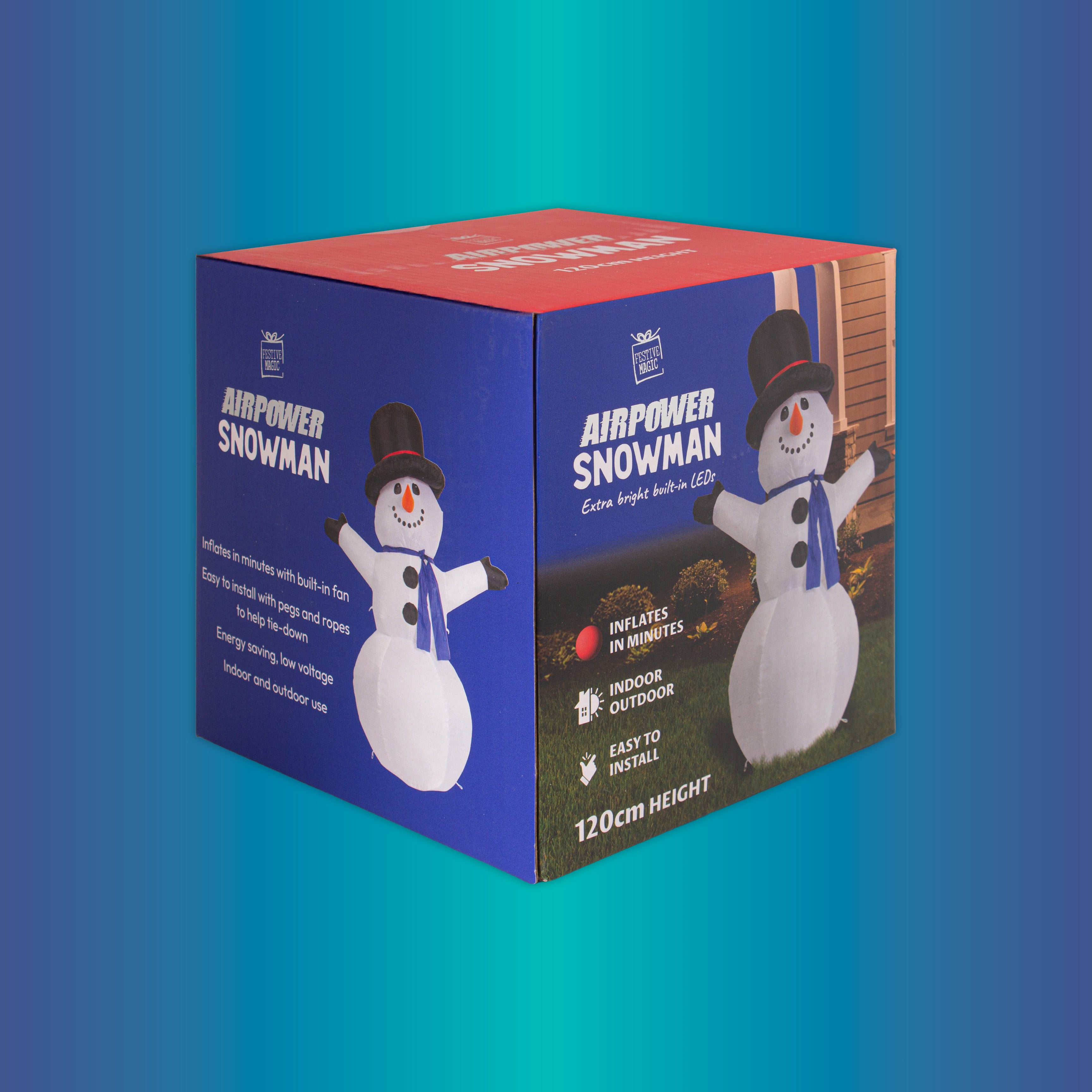 Inflatable Christmas Decoration Electric Air Power Blow Up with Light Snowman 120cm 1pc