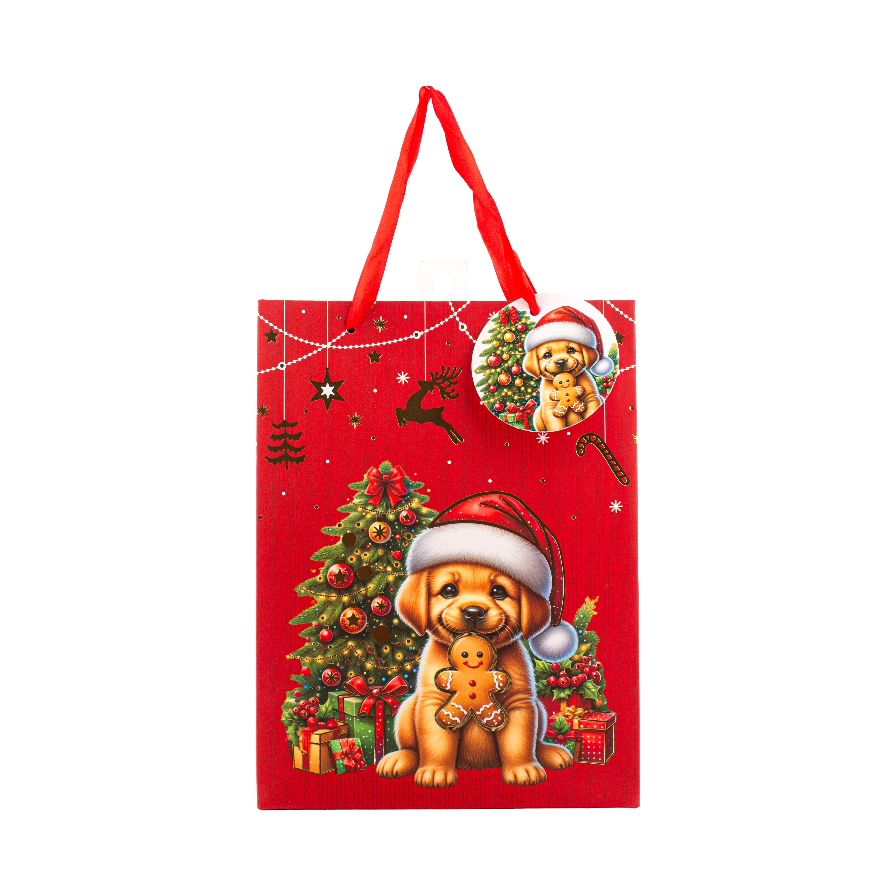 Festive Gift Bag With Foil Detailing Pawsome Christmas 18 X 8 X 24cm 1pc