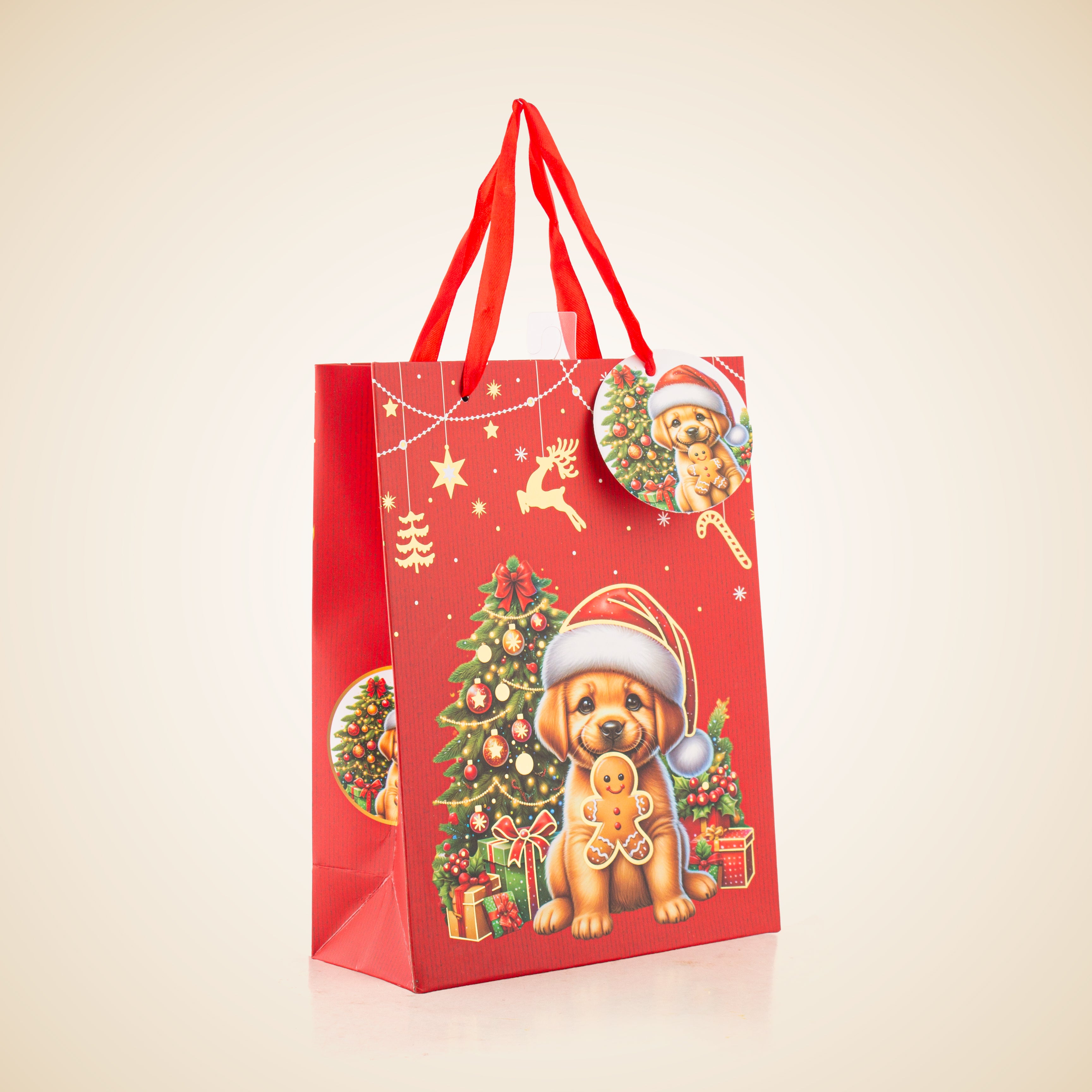 Festive Gift Bag With Foil Detailing Pawsome Christmas 18 X 8 X 24cm 1pc