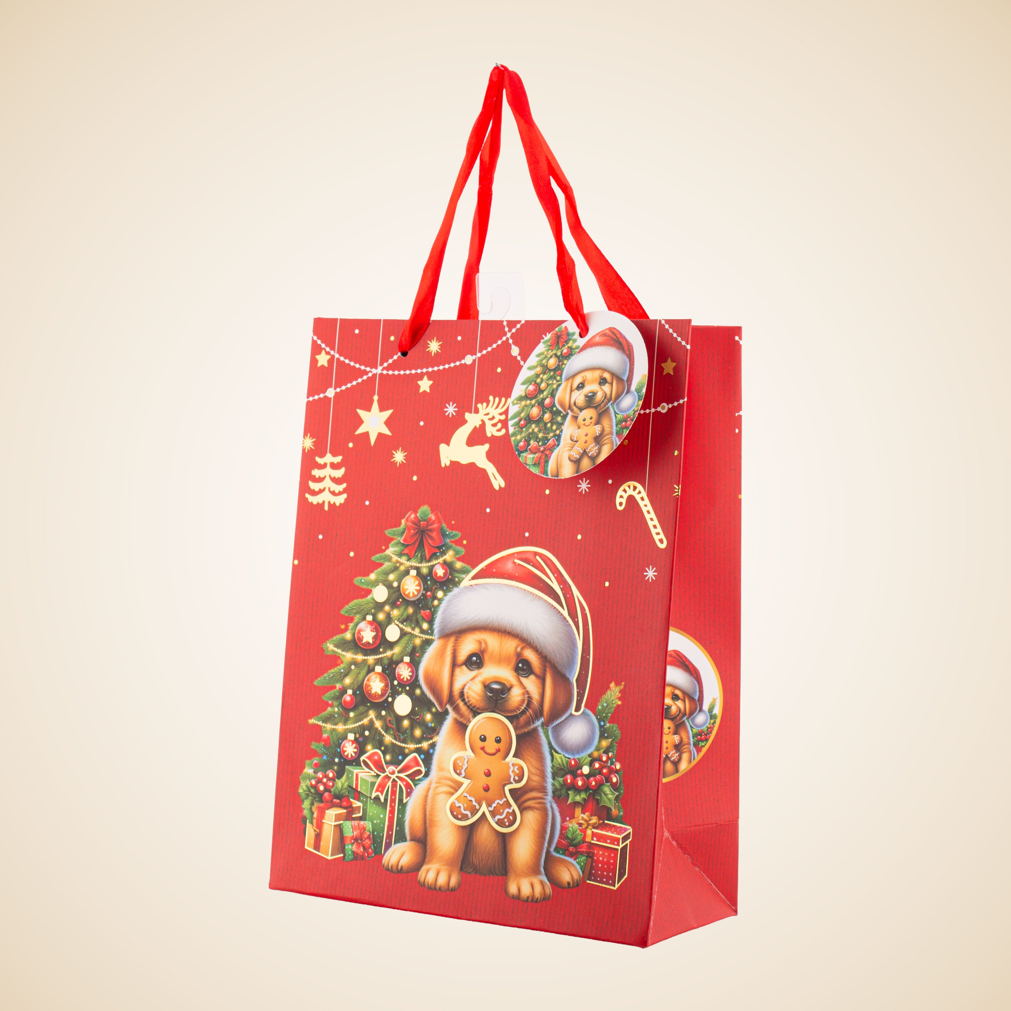 Festive Gift Bag With Foil Detailing Pawsome Christmas 18 X 8 X 24cm 1pc