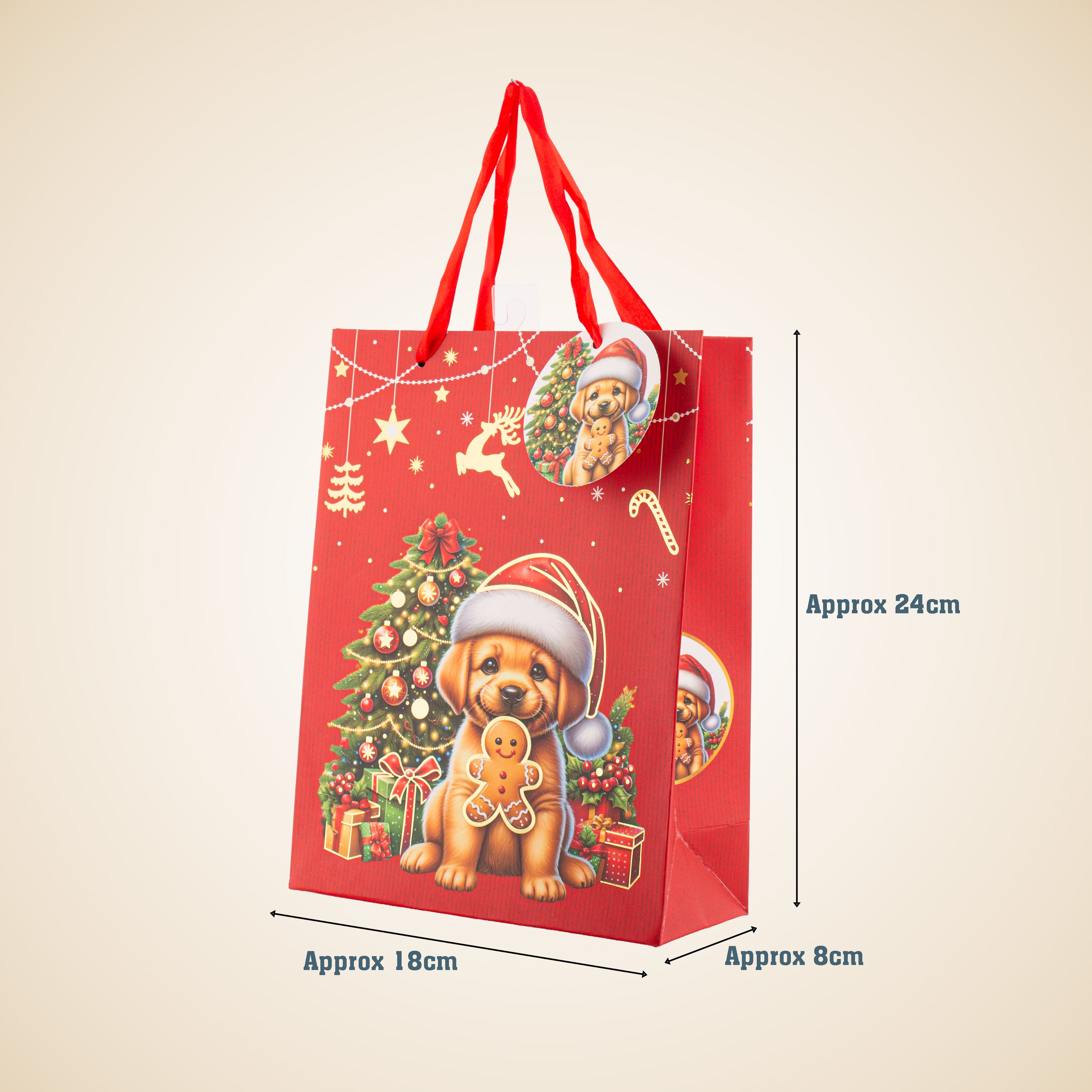 Festive Gift Bag With Foil Detailing Pawsome Christmas 18 X 8 X 24cm 1pc