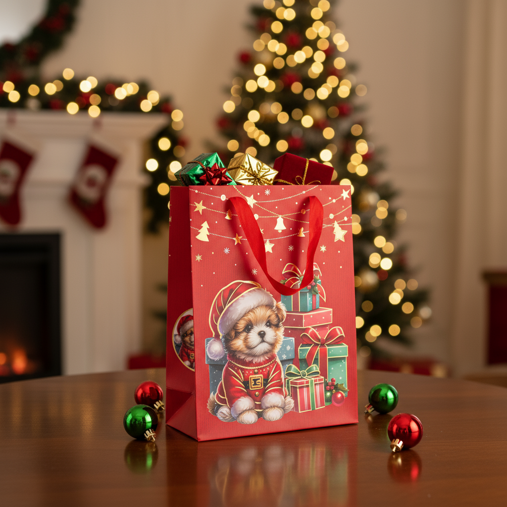 Festive Gift Bag With Foil Detailing Pawsome Gifts 18 X 8 X 24cm 1pc