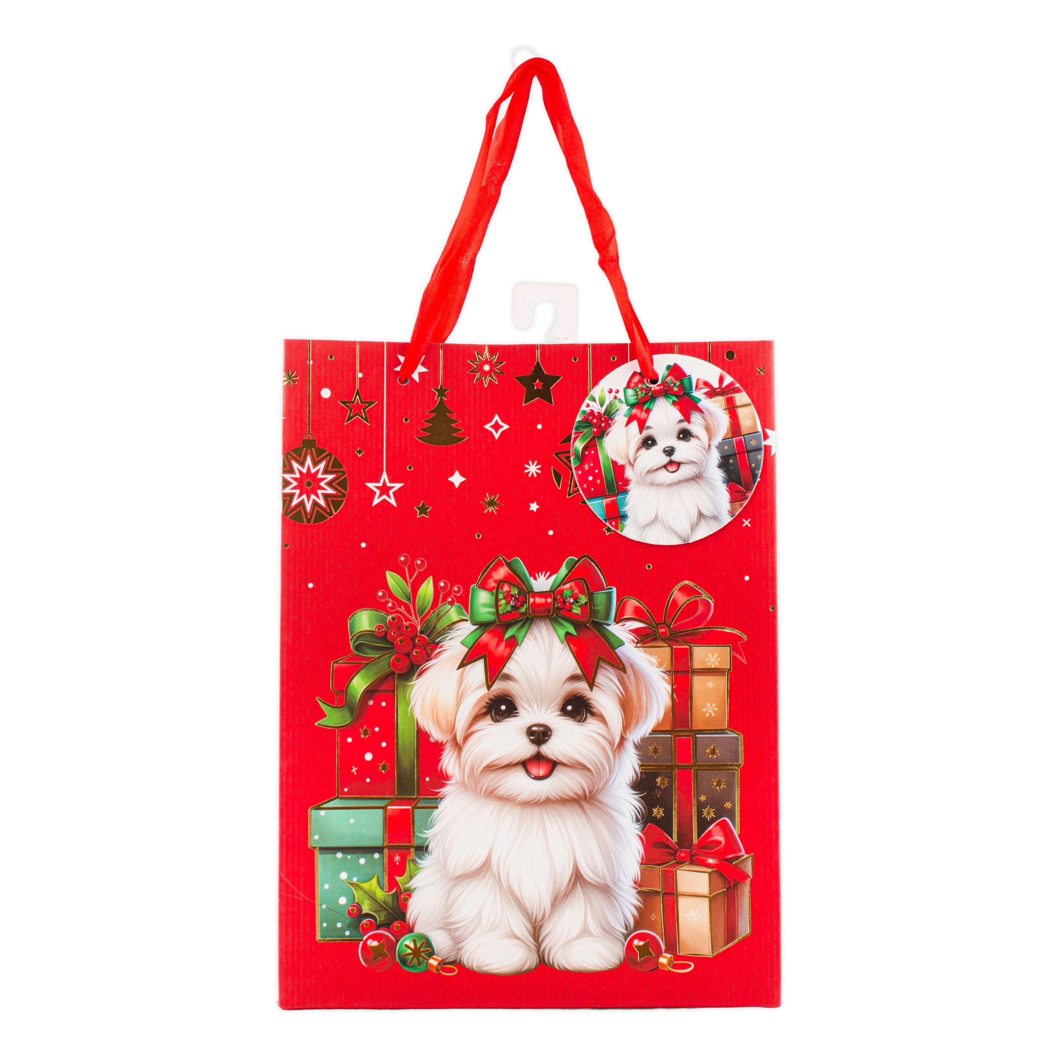 Festive Gift Bag With Foil Detailing Paw-fect Holidays 18 X 8 X 24cm 1pc
