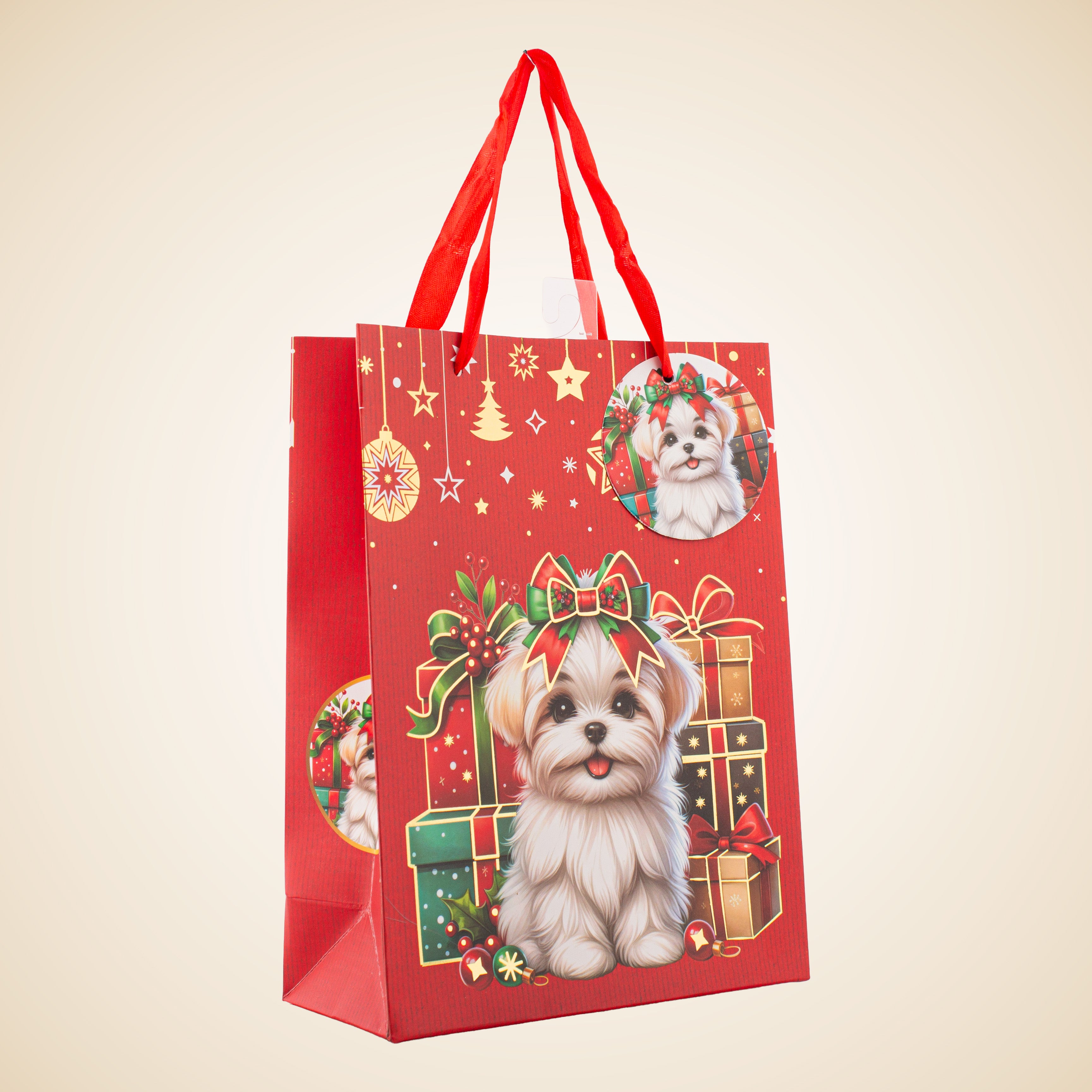 Festive Gift Bag With Foil Detailing Paw-fect Holidays 18 X 8 X 24cm 1pc