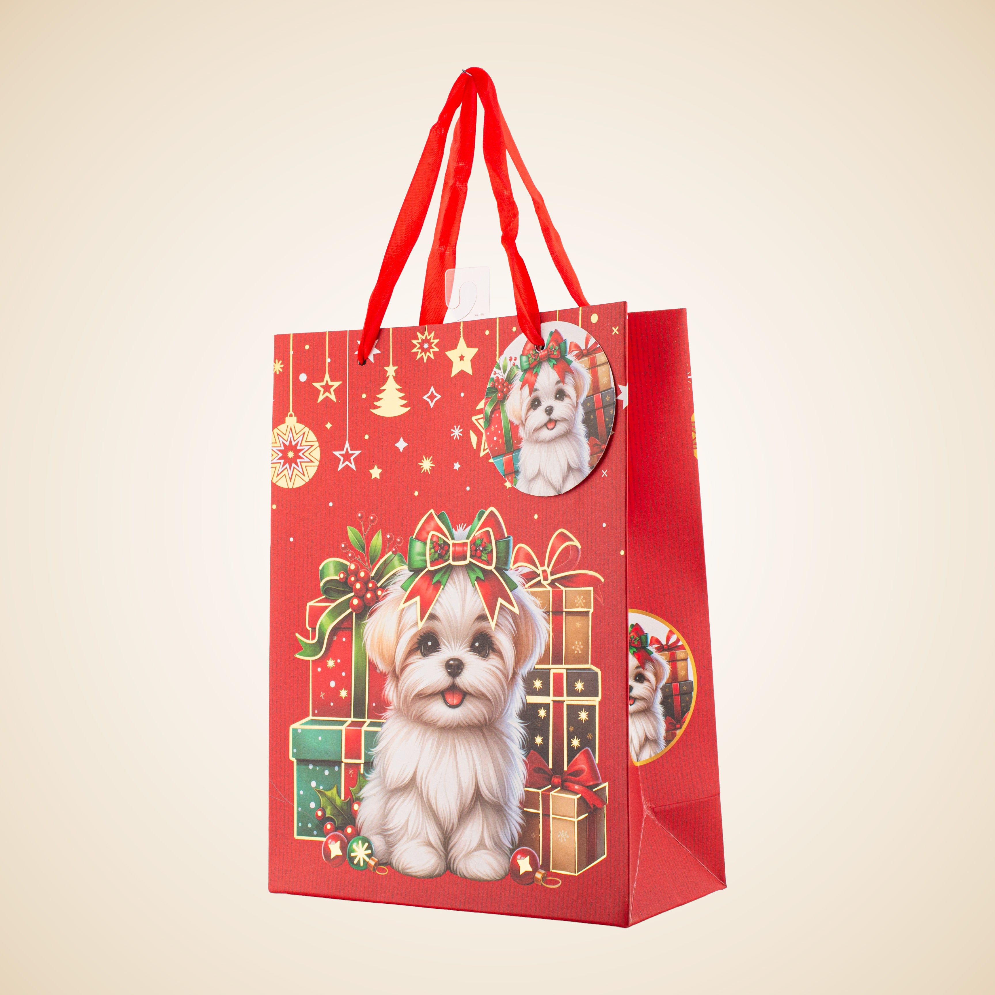 Festive Gift Bag With Foil Detailing Paw-fect Holidays 18 X 8 X 24cm 1pc